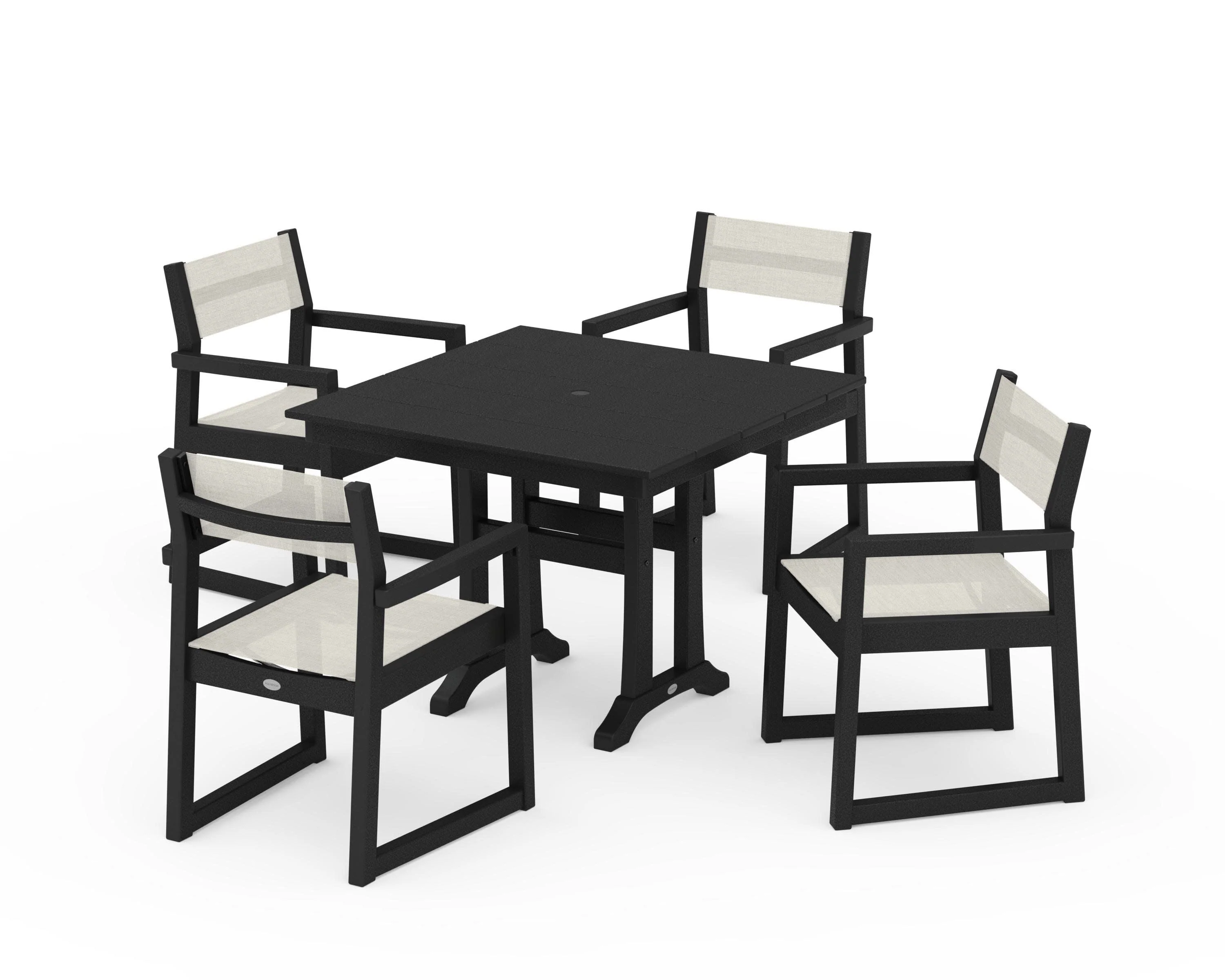 EDGE Sling 5-Piece Farmhouse Dining Set with Trestle Legs - Image 7