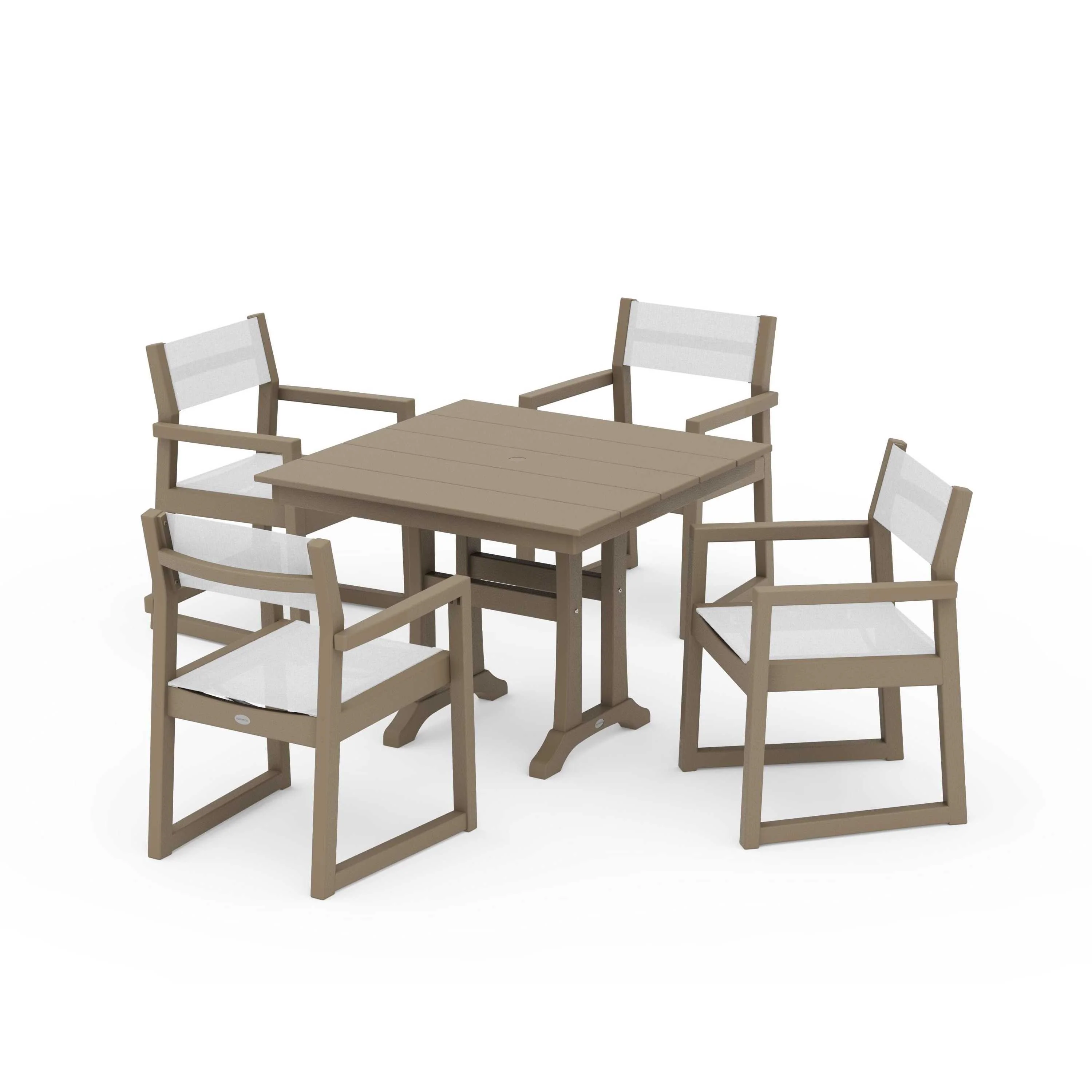 EDGE Sling 5-Piece Farmhouse Dining Set with Trestle Legs - Image 73