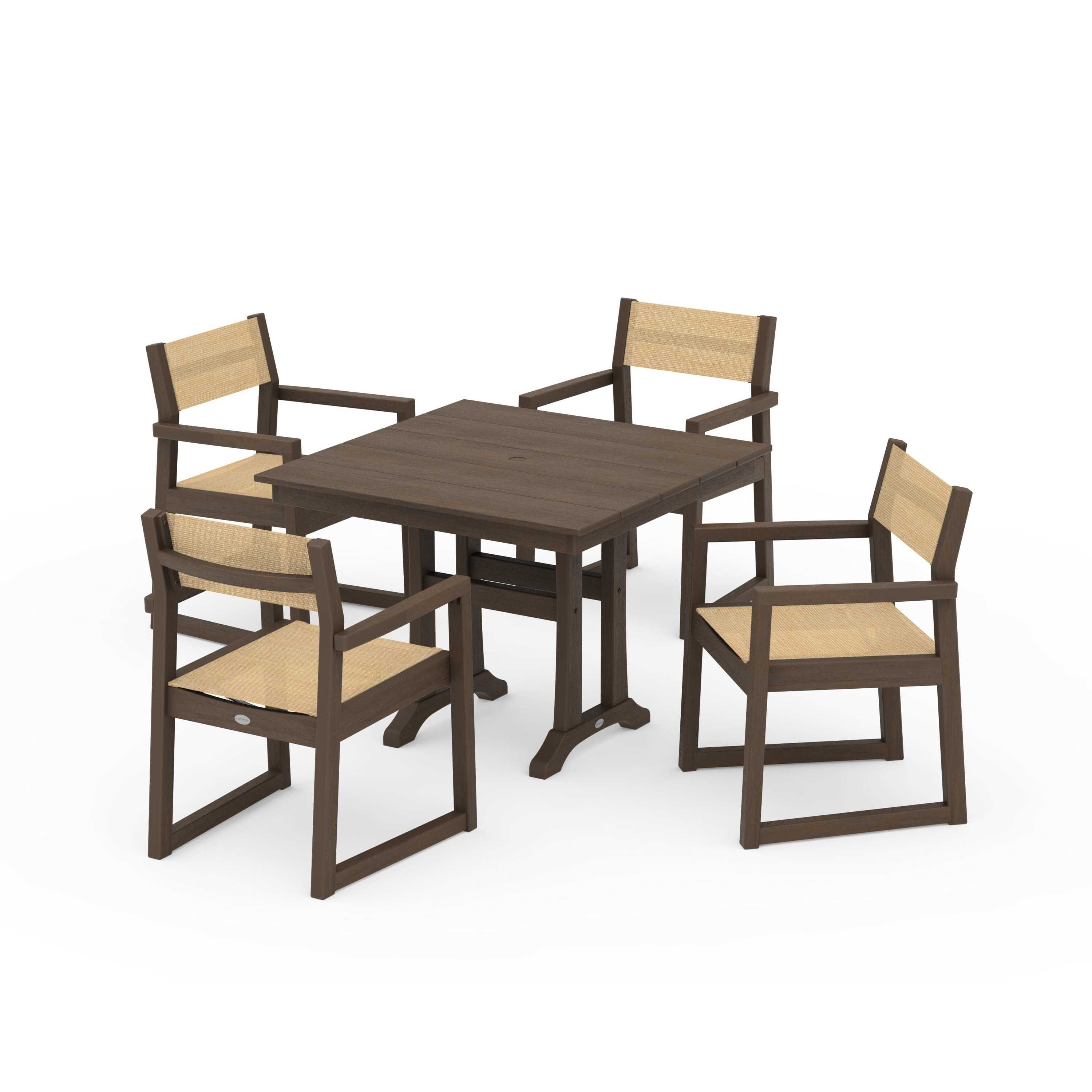 EDGE Sling 5-Piece Farmhouse Dining Set with Trestle Legs - Image 76