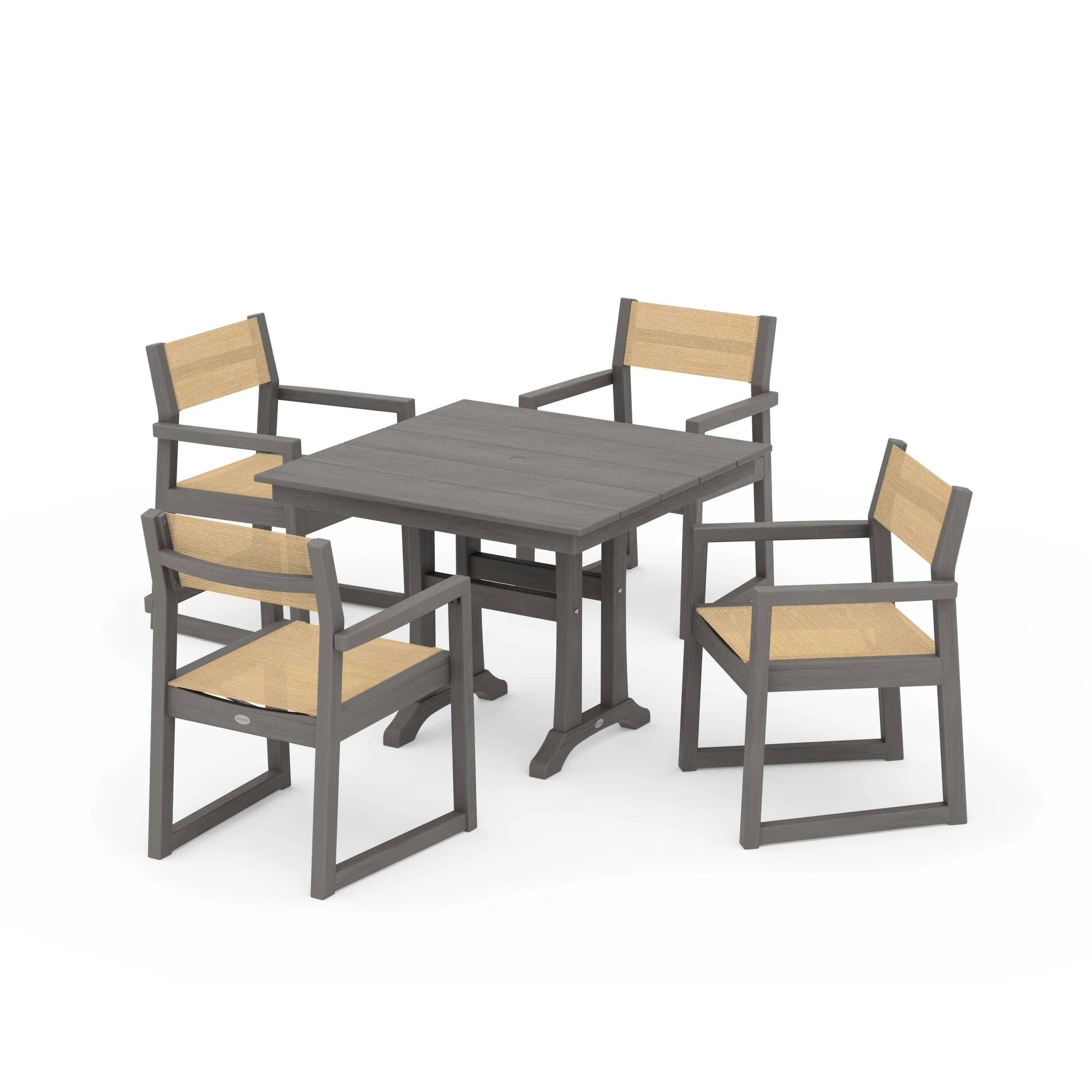 EDGE Sling 5-Piece Farmhouse Dining Set with Trestle Legs - Image 77