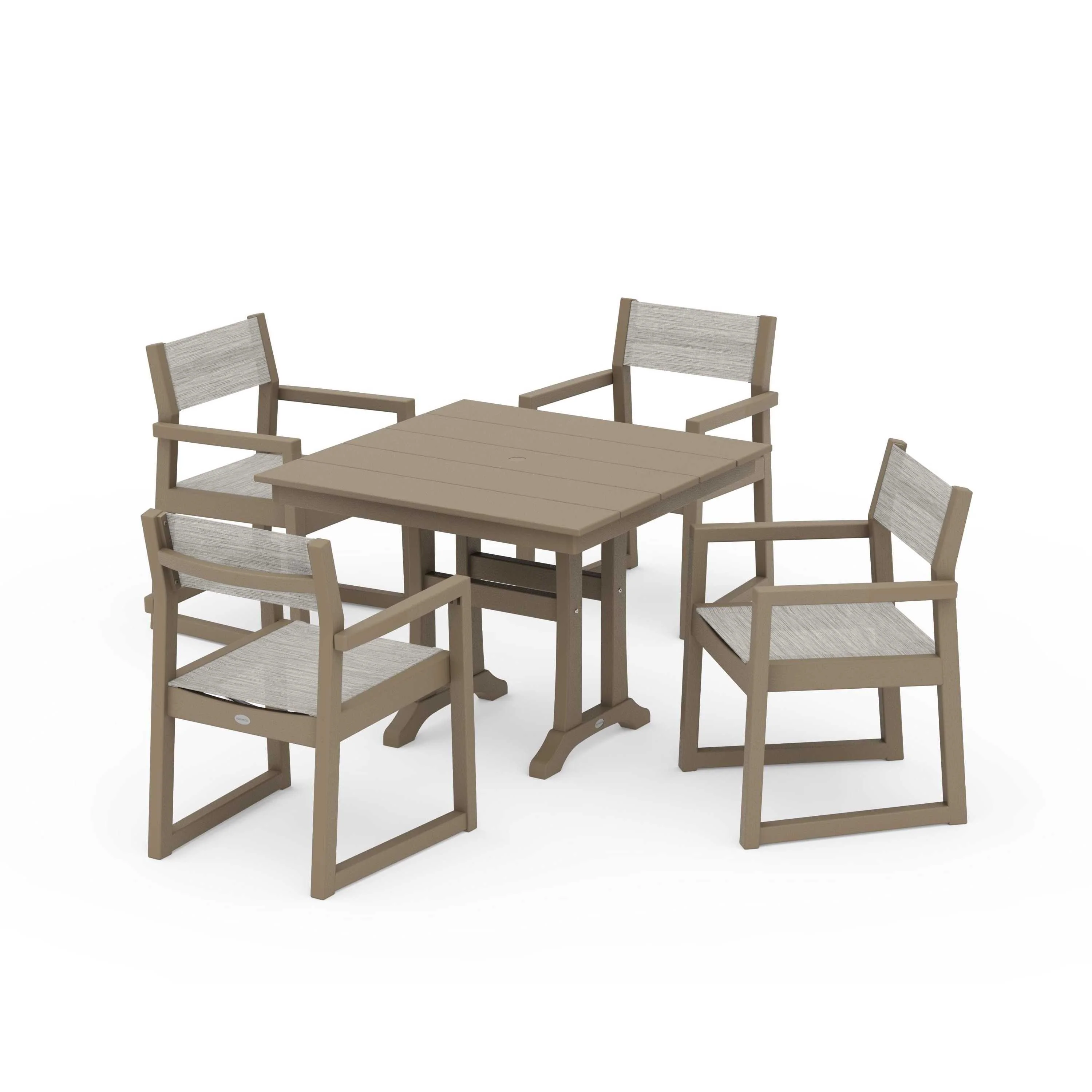 EDGE Sling 5-Piece Farmhouse Dining Set with Trestle Legs - Image 78