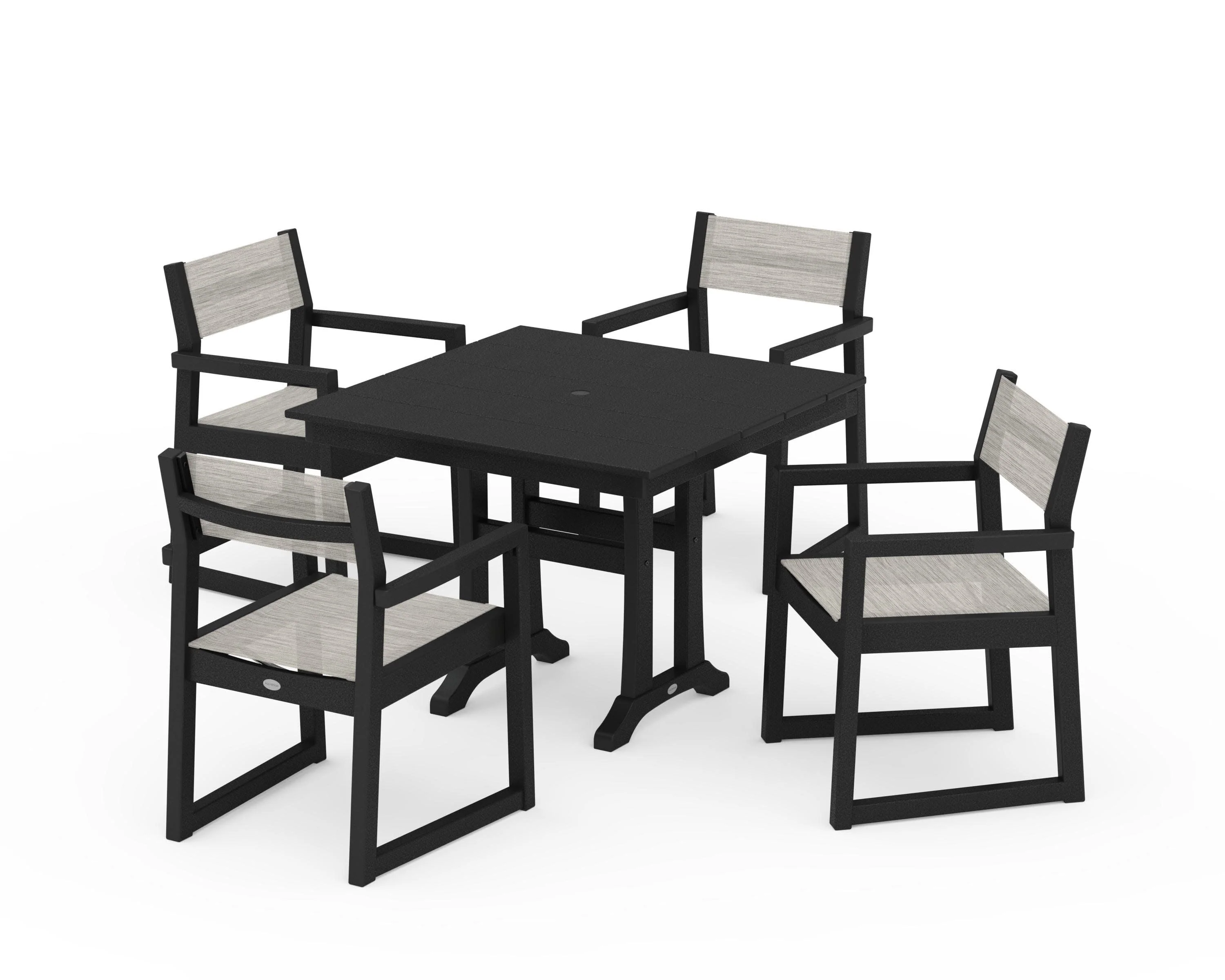 EDGE Sling 5-Piece Farmhouse Dining Set with Trestle Legs - Image 8
