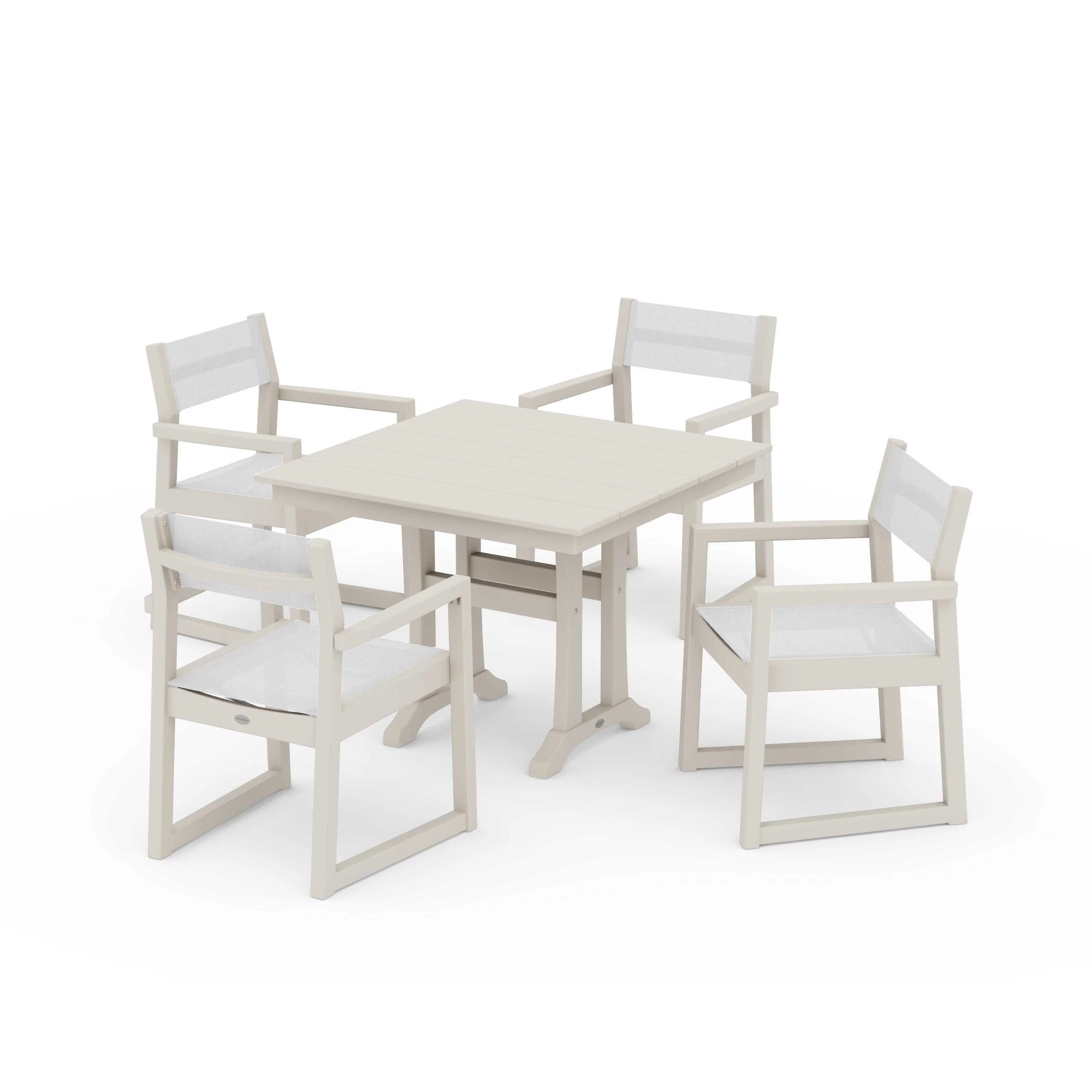 EDGE Sling 5-Piece Farmhouse Dining Set with Trestle Legs - Image 81