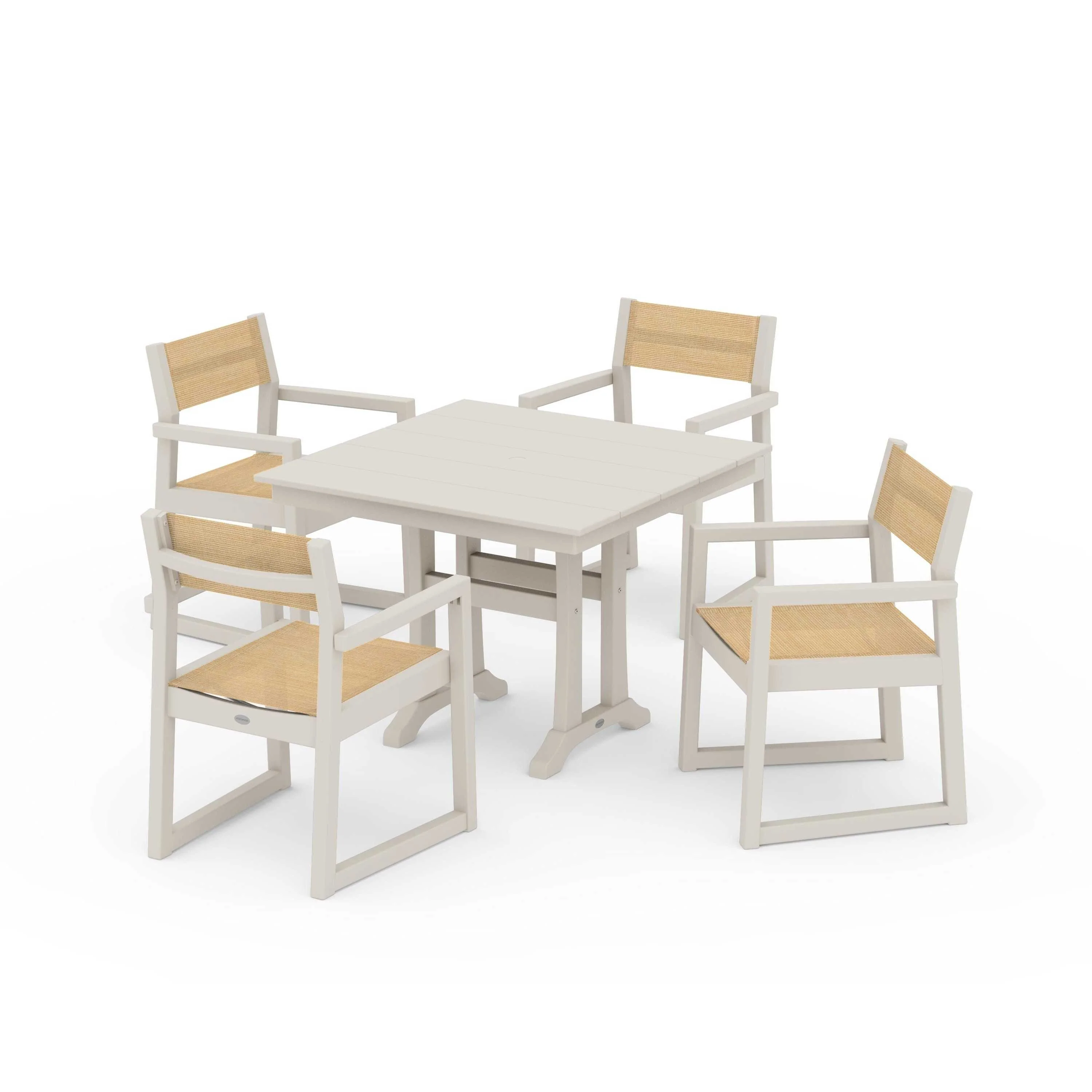 EDGE Sling 5-Piece Farmhouse Dining Set with Trestle Legs - Image 82