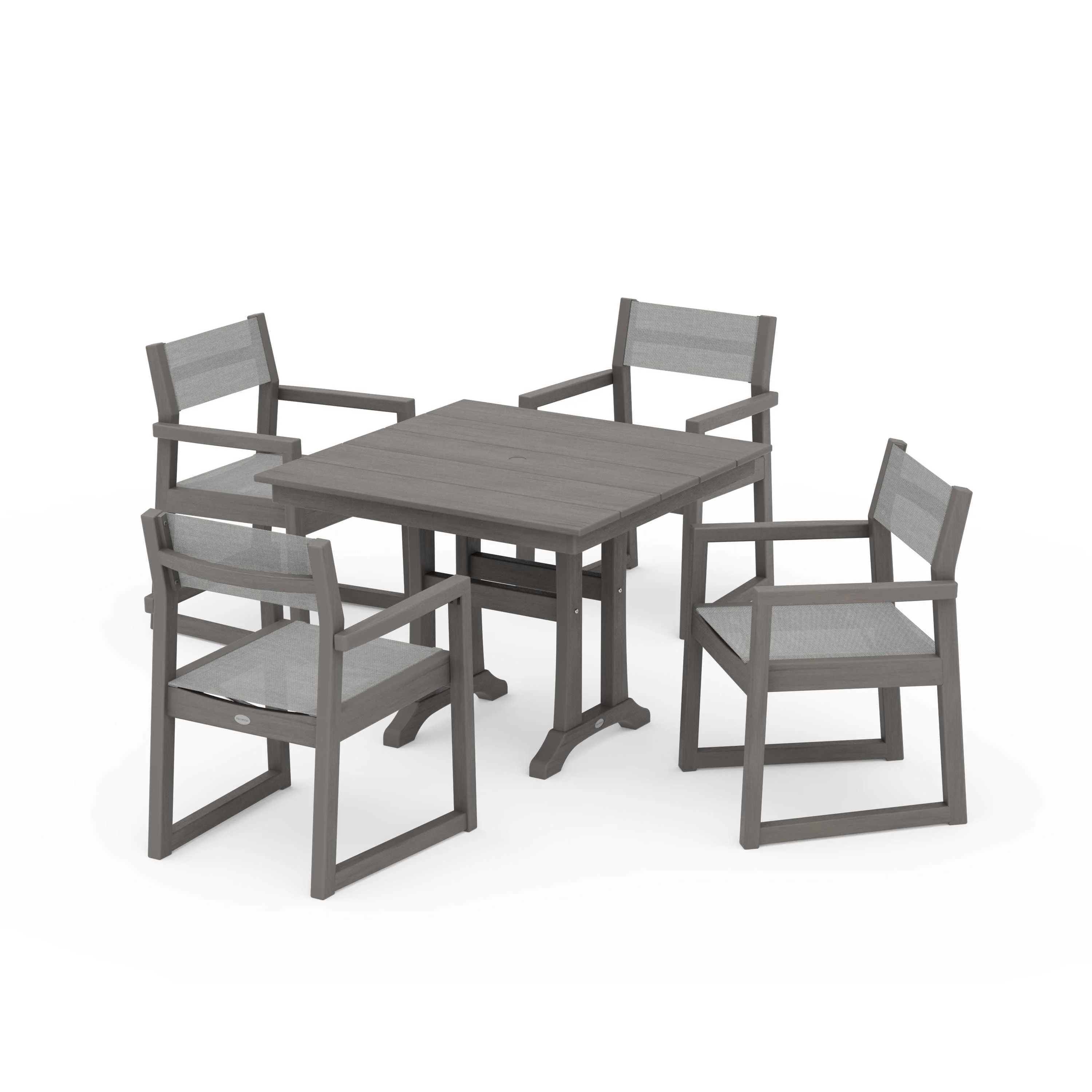 EDGE Sling 5-Piece Farmhouse Dining Set with Trestle Legs - Image 83