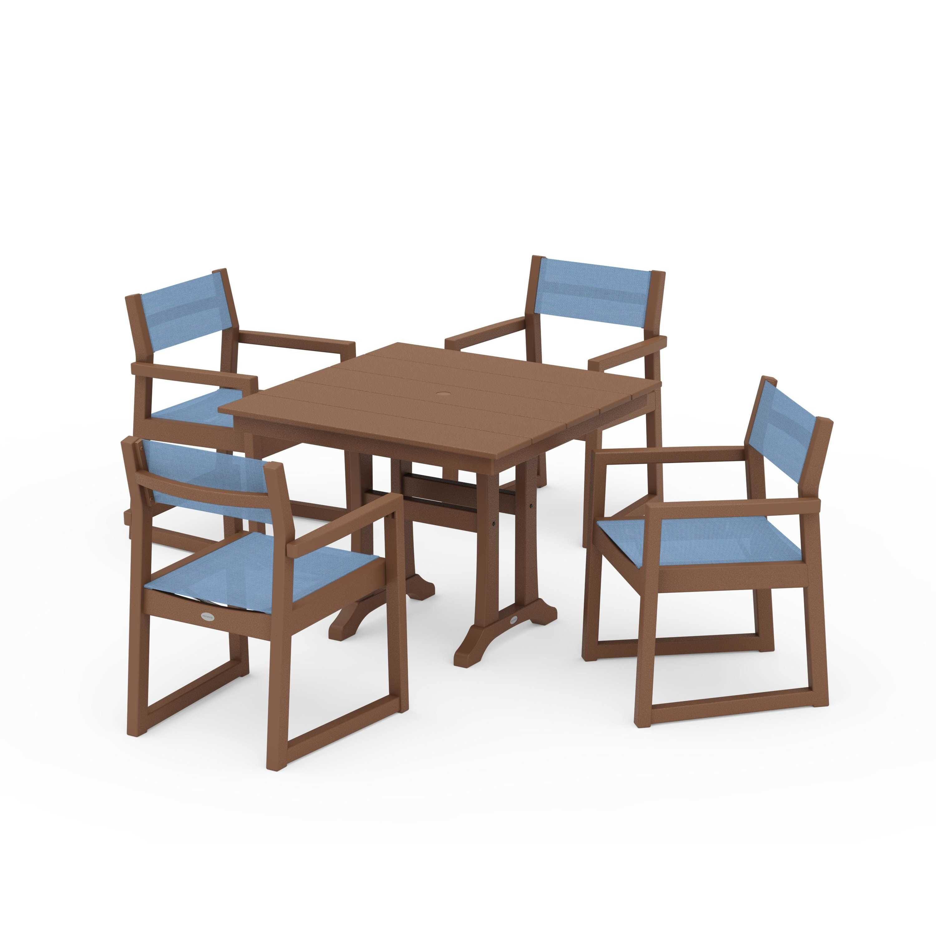 EDGE Sling 5-Piece Farmhouse Dining Set with Trestle Legs - Image 84