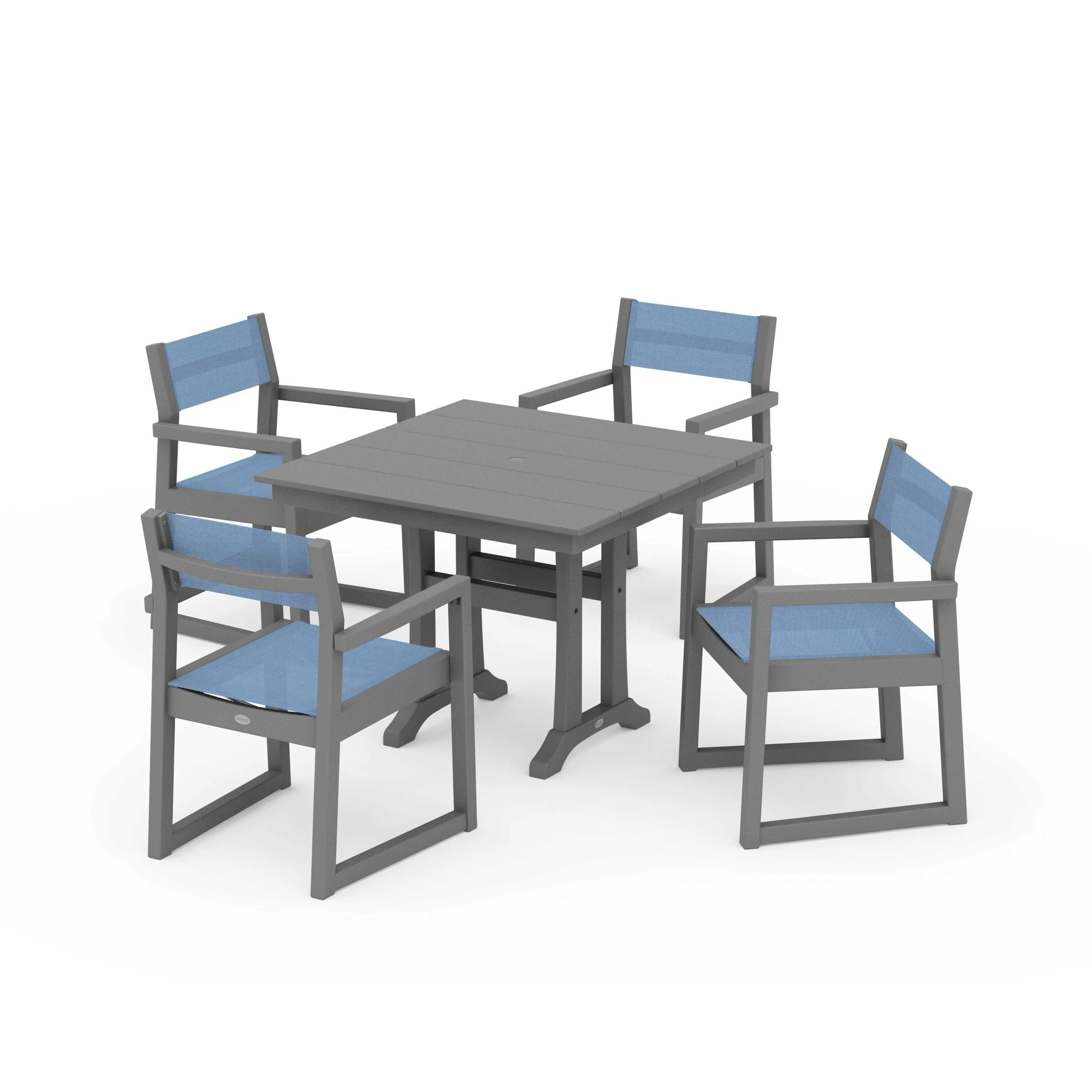 EDGE Sling 5-Piece Farmhouse Dining Set with Trestle Legs - Image 85