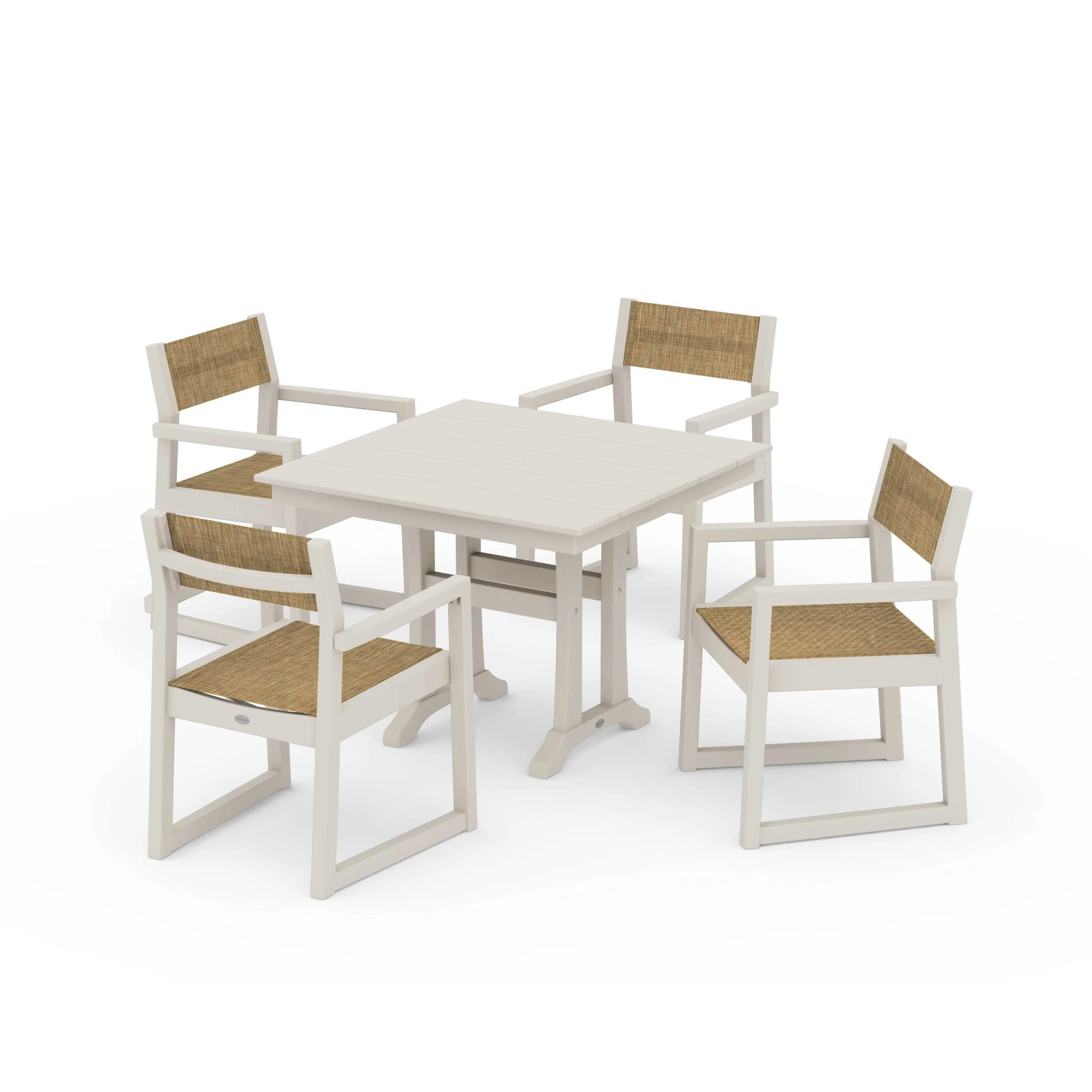 EDGE Sling 5-Piece Farmhouse Dining Set with Trestle Legs - Image 87