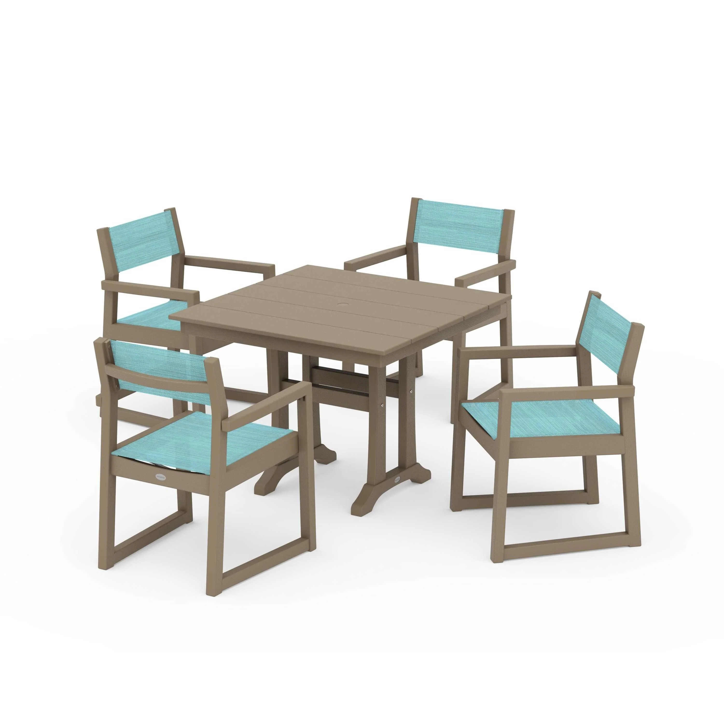 EDGE Sling 5-Piece Farmhouse Dining Set with Trestle Legs - Image 89