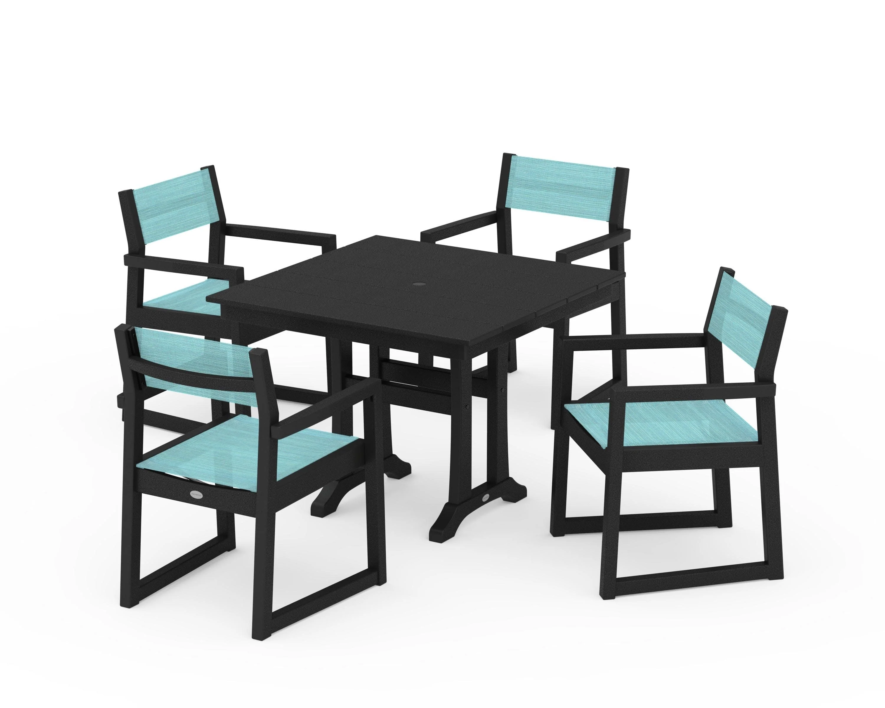EDGE Sling 5-Piece Farmhouse Dining Set with Trestle Legs - Image 9