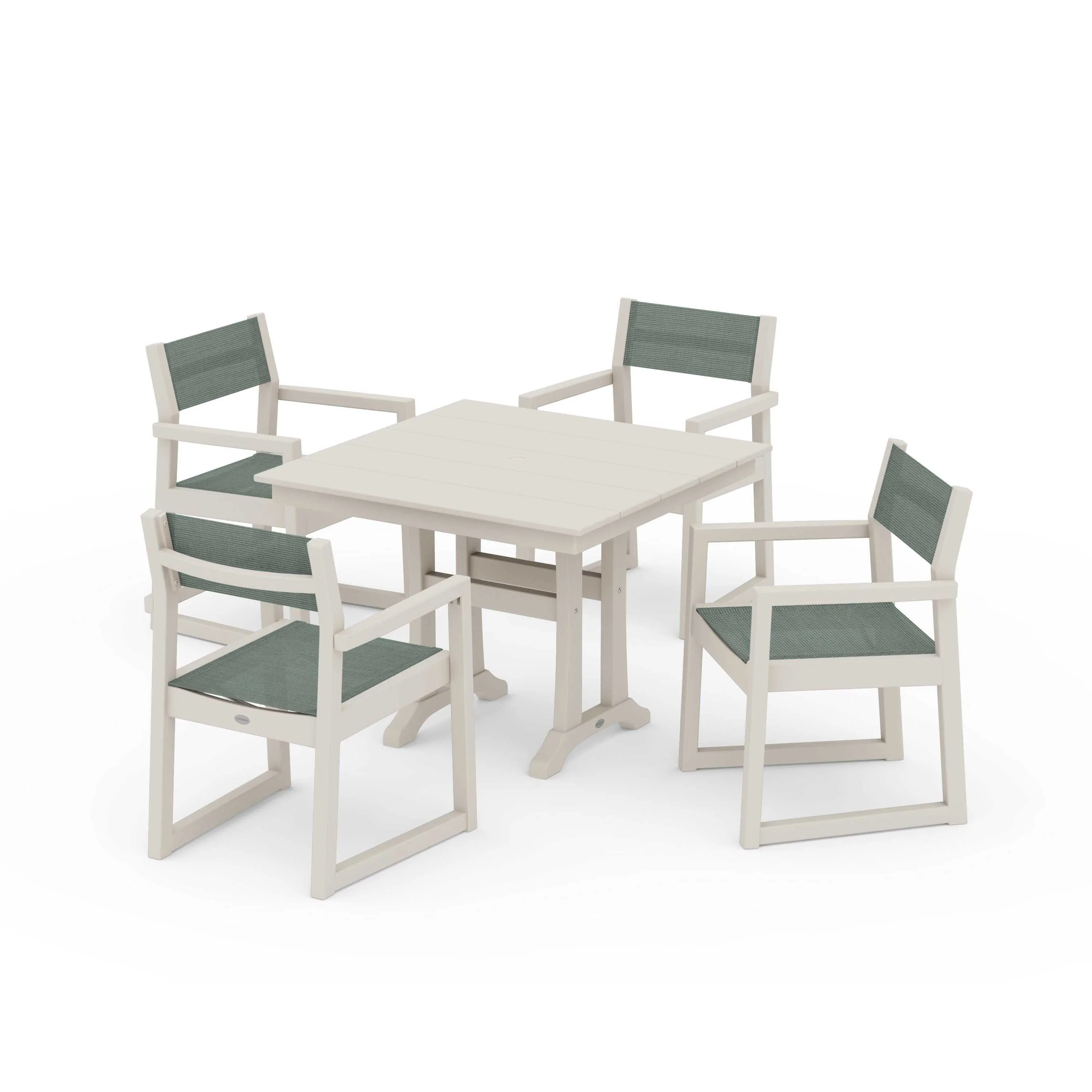 EDGE Sling 5-Piece Farmhouse Dining Set with Trestle Legs - Image 90