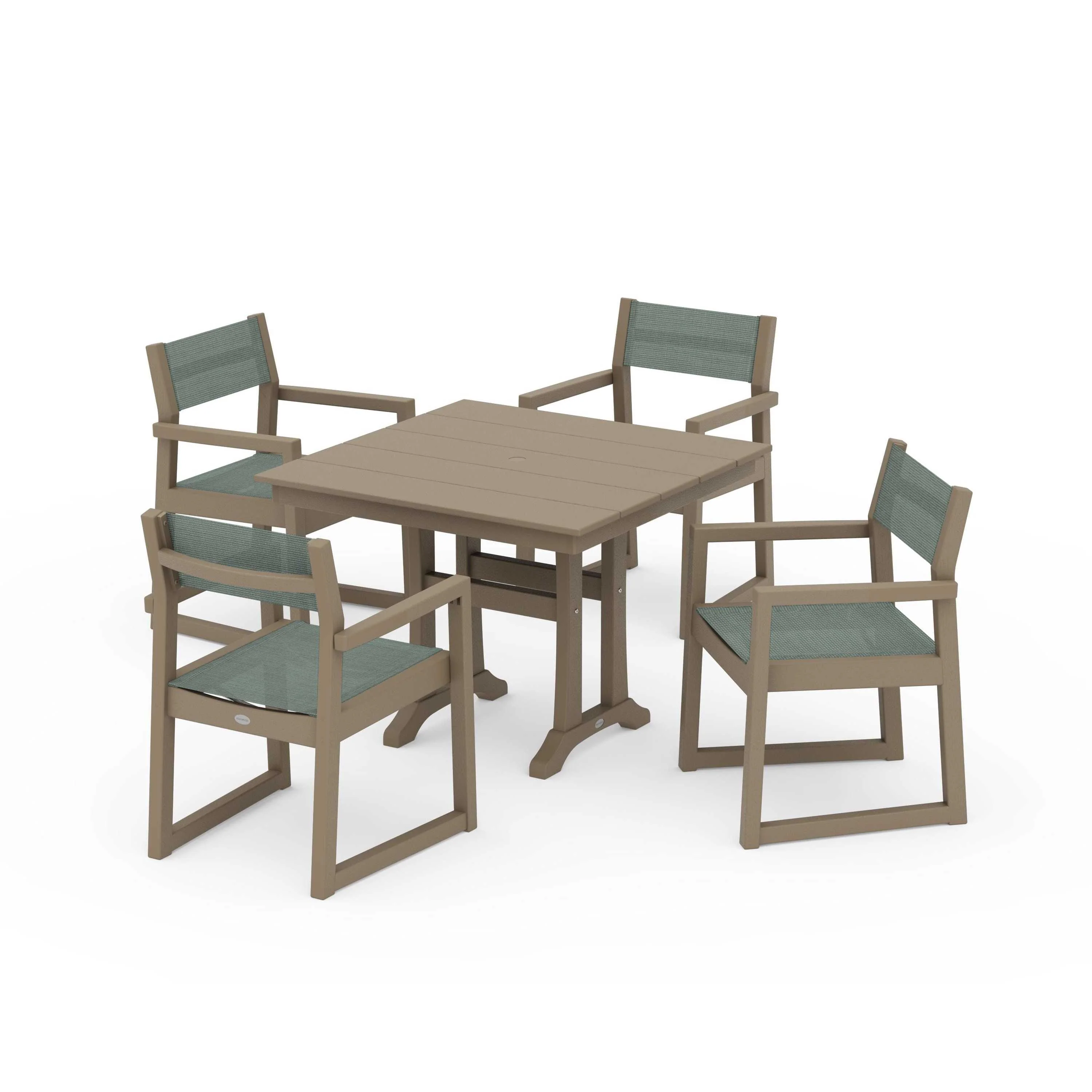 EDGE Sling 5-Piece Farmhouse Dining Set with Trestle Legs - Image 91