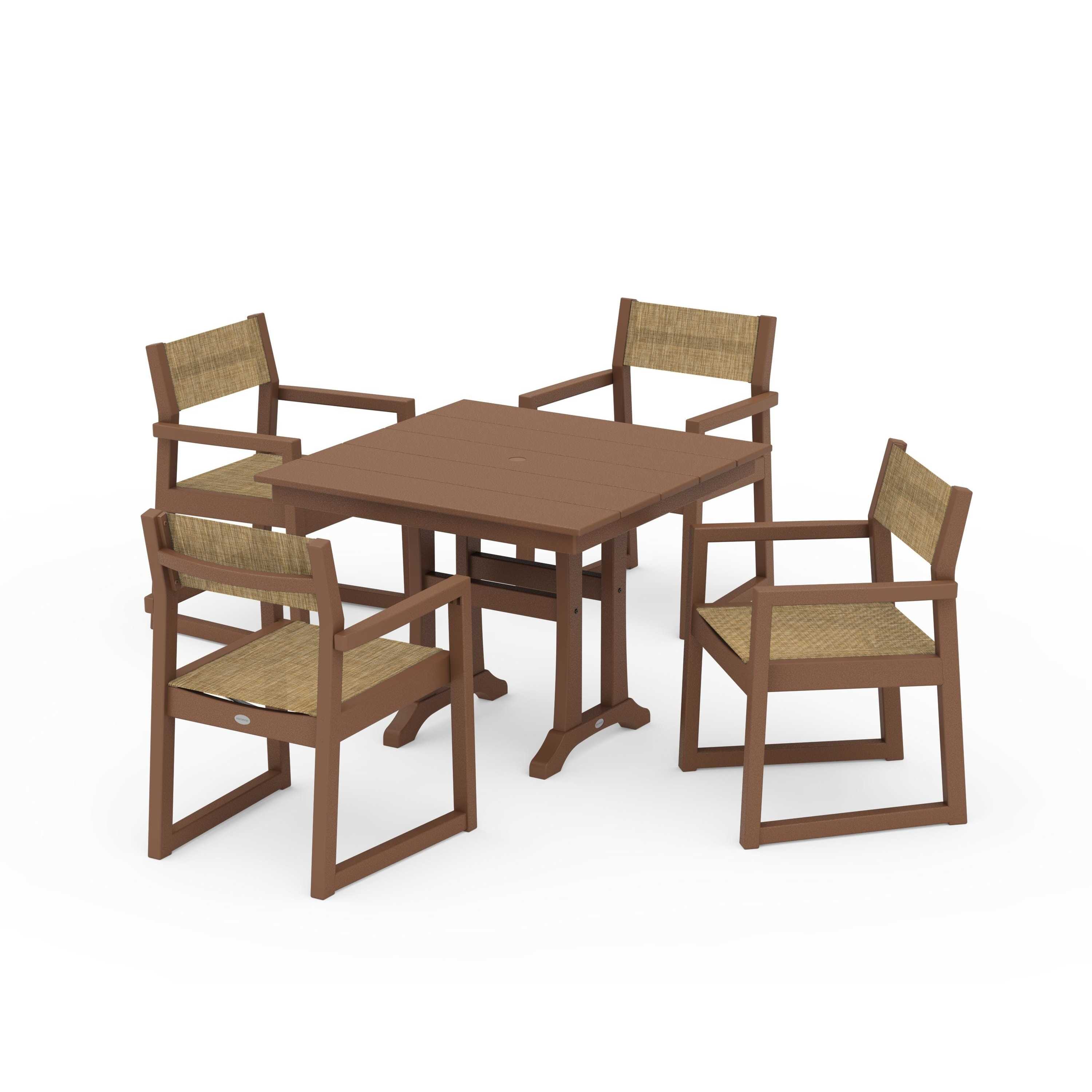 EDGE Sling 5-Piece Farmhouse Dining Set with Trestle Legs - Image 92