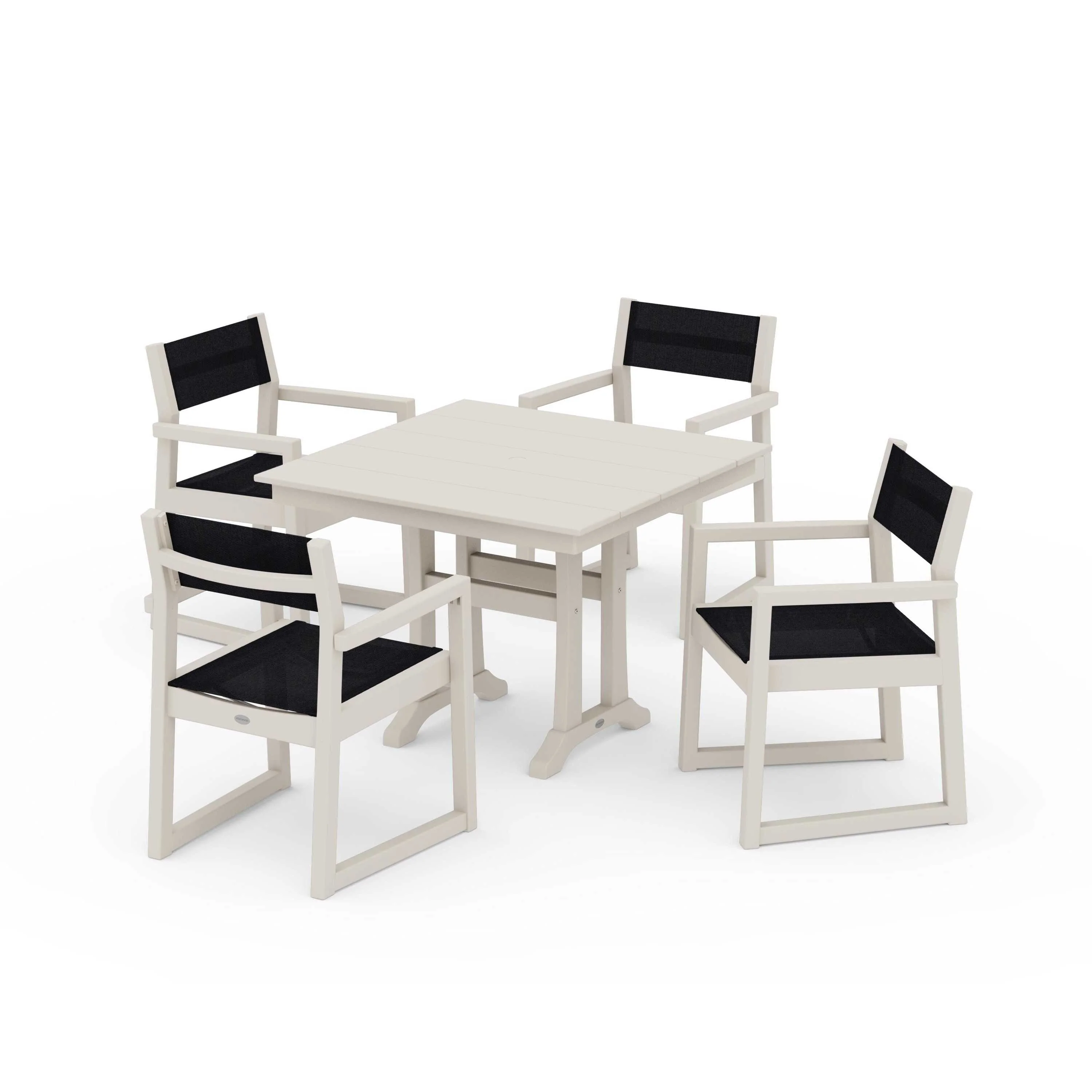 EDGE Sling 5-Piece Farmhouse Dining Set with Trestle Legs - Image 93