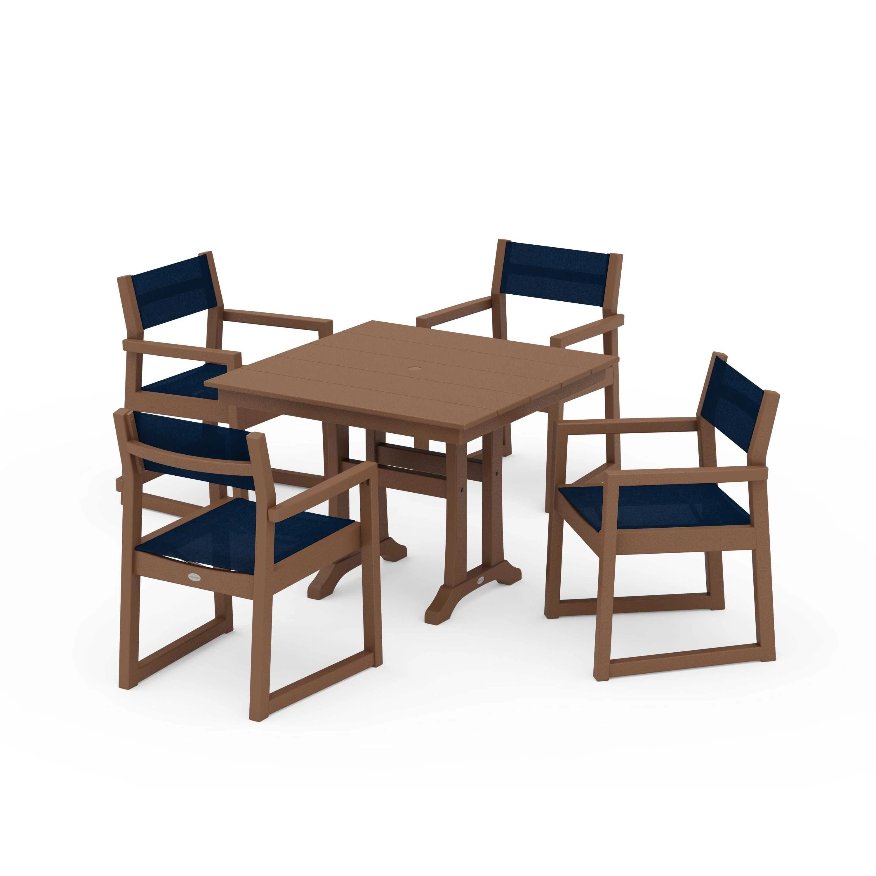 EDGE Sling 5-Piece Farmhouse Dining Set with Trestle Legs - Image 94
