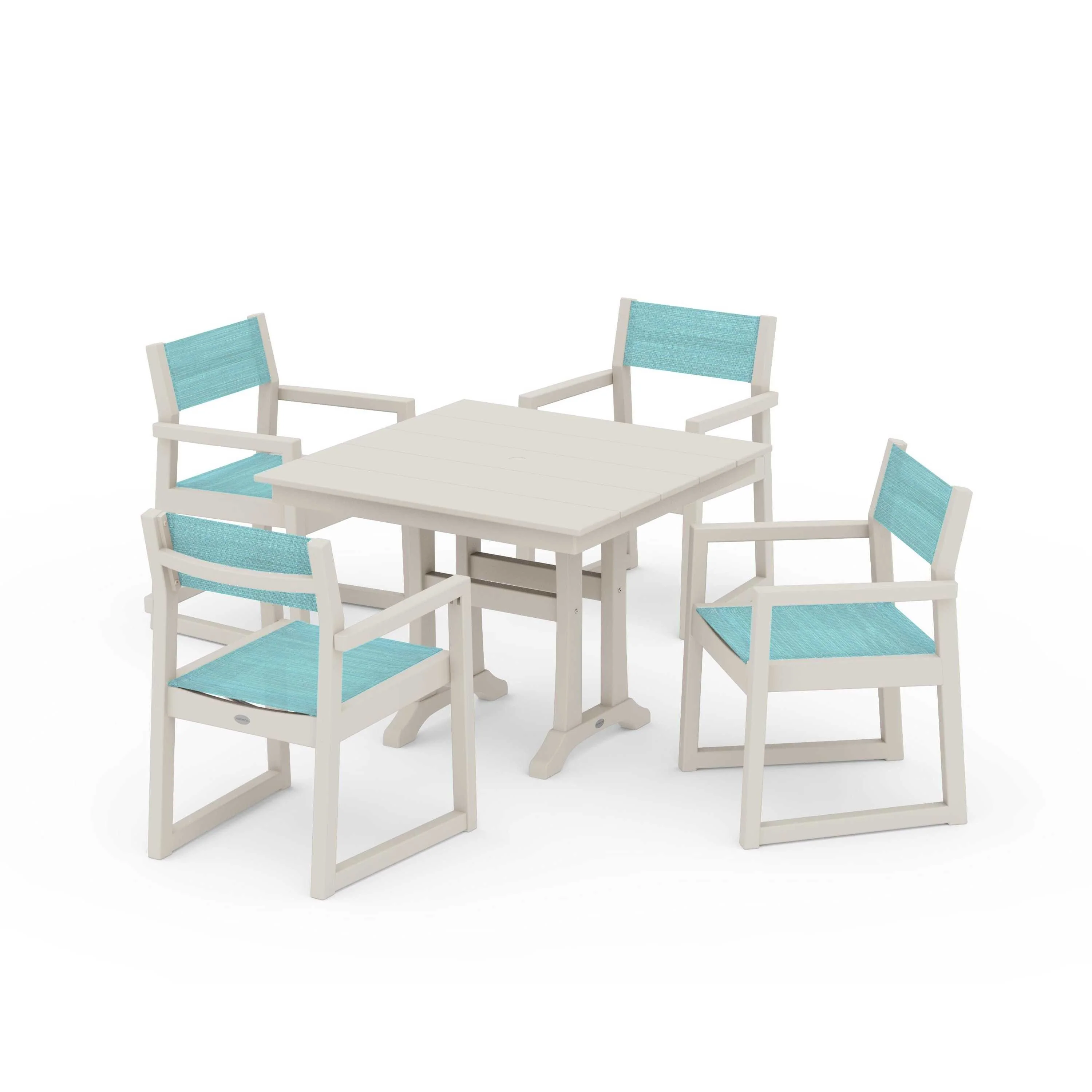 EDGE Sling 5-Piece Farmhouse Dining Set with Trestle Legs - Image 95