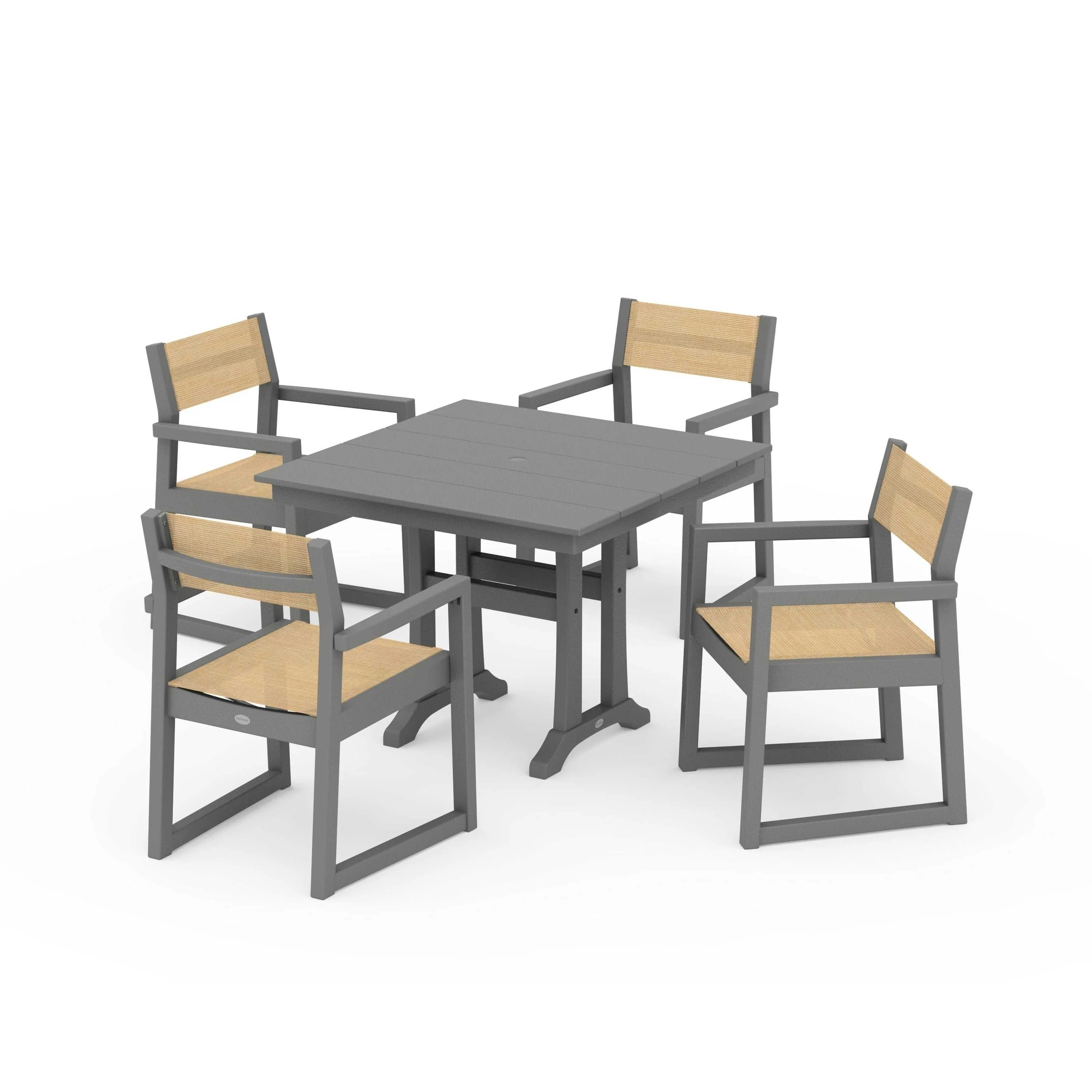 EDGE Sling 5-Piece Farmhouse Dining Set with Trestle Legs - Image 97