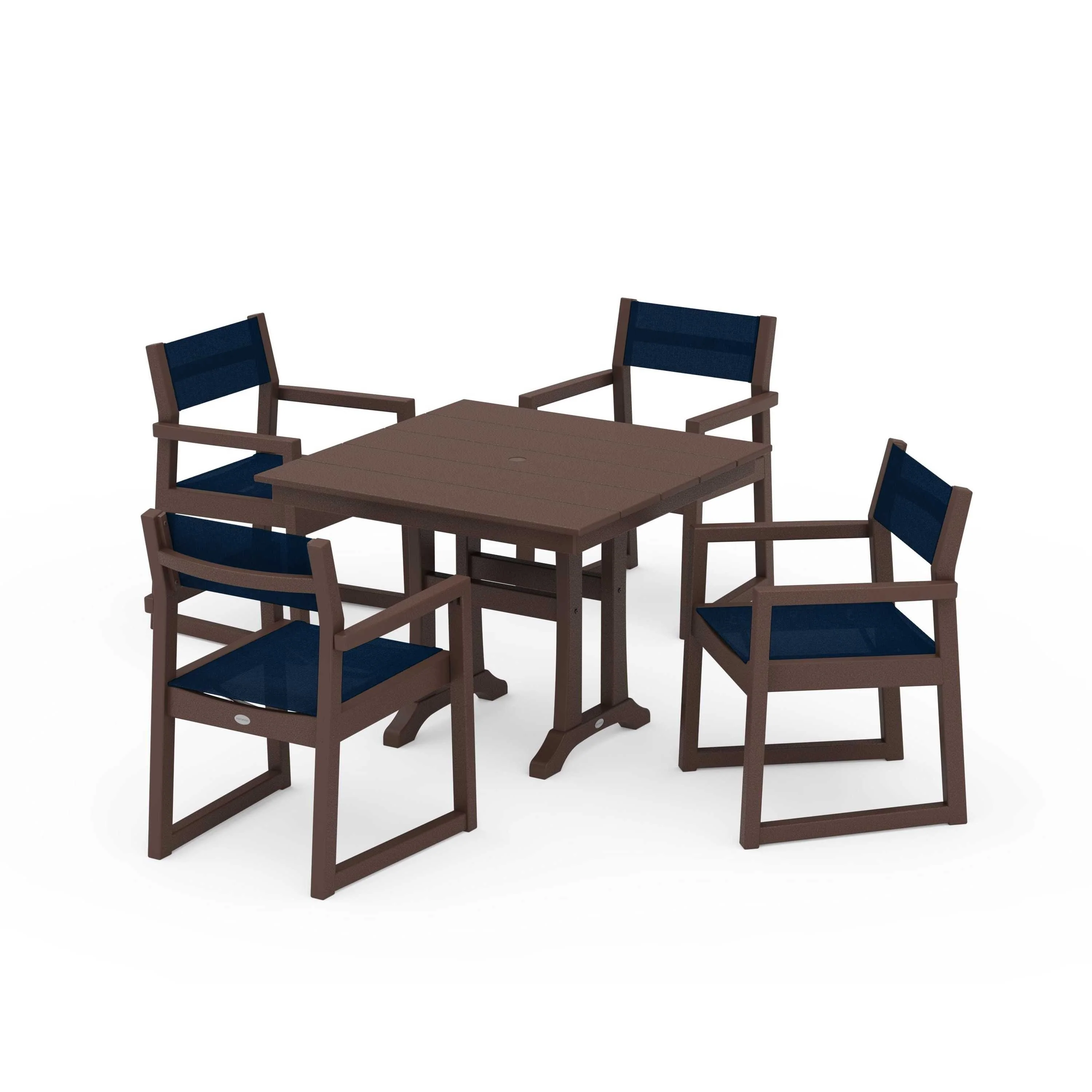 EDGE Sling 5-Piece Farmhouse Dining Set with Trestle Legs - Image 98