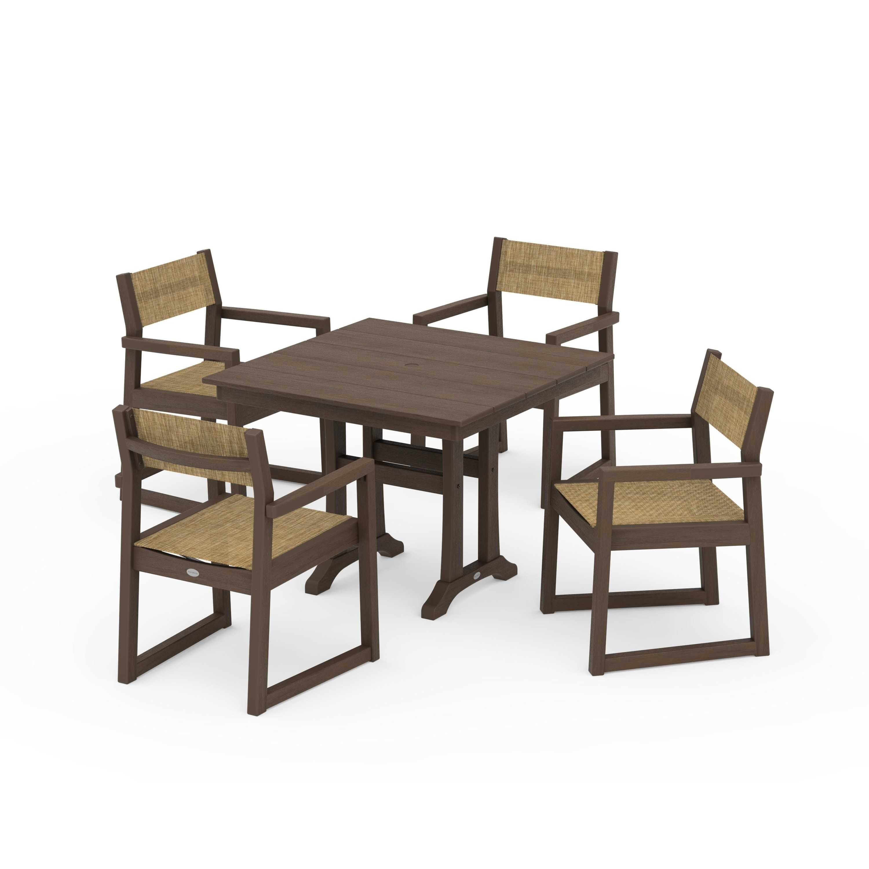 EDGE Sling 5-Piece Farmhouse Dining Set with Trestle Legs - Image 99