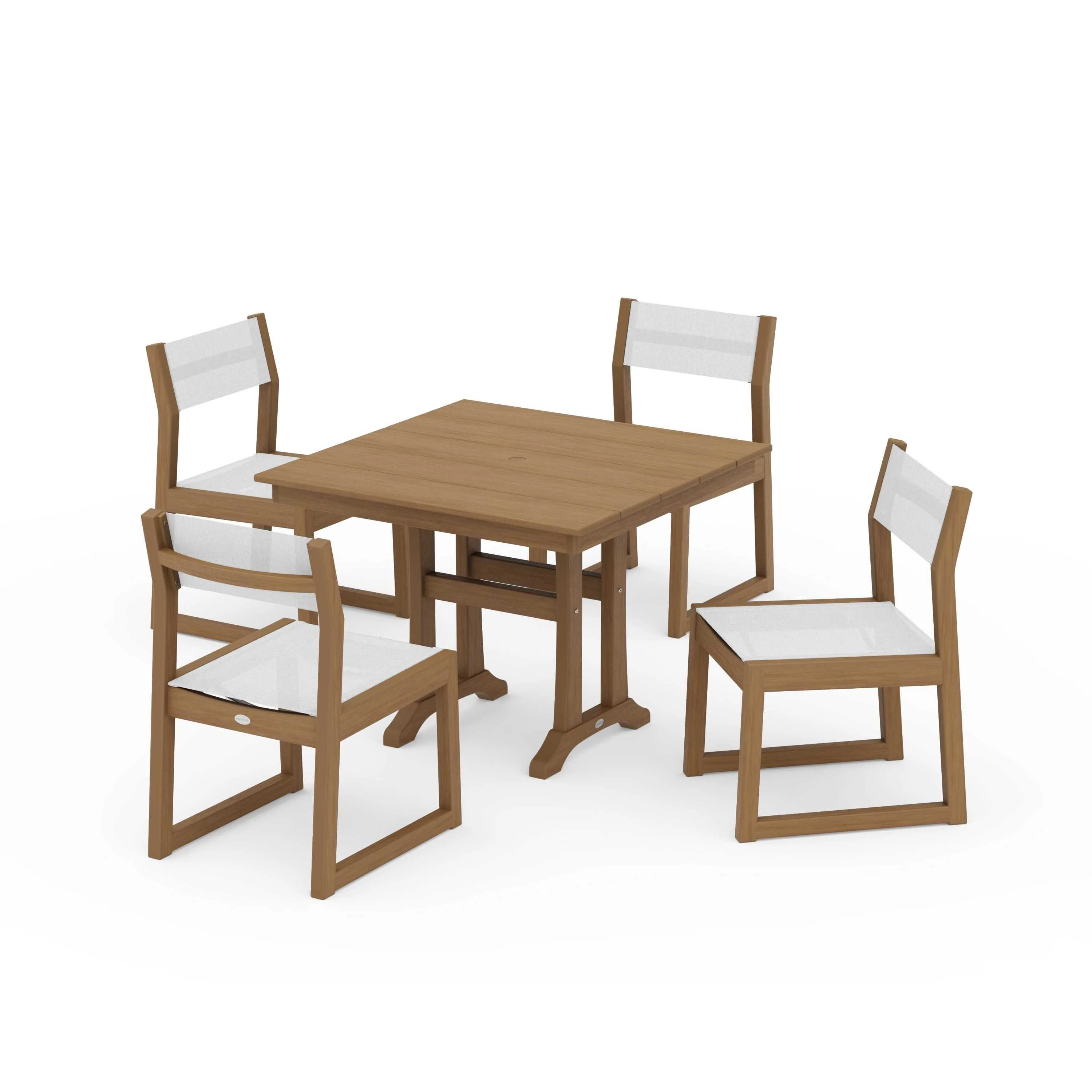 EDGE Sling 5-Piece Farmhouse Trestle Side Chair Dining Set - Image 103