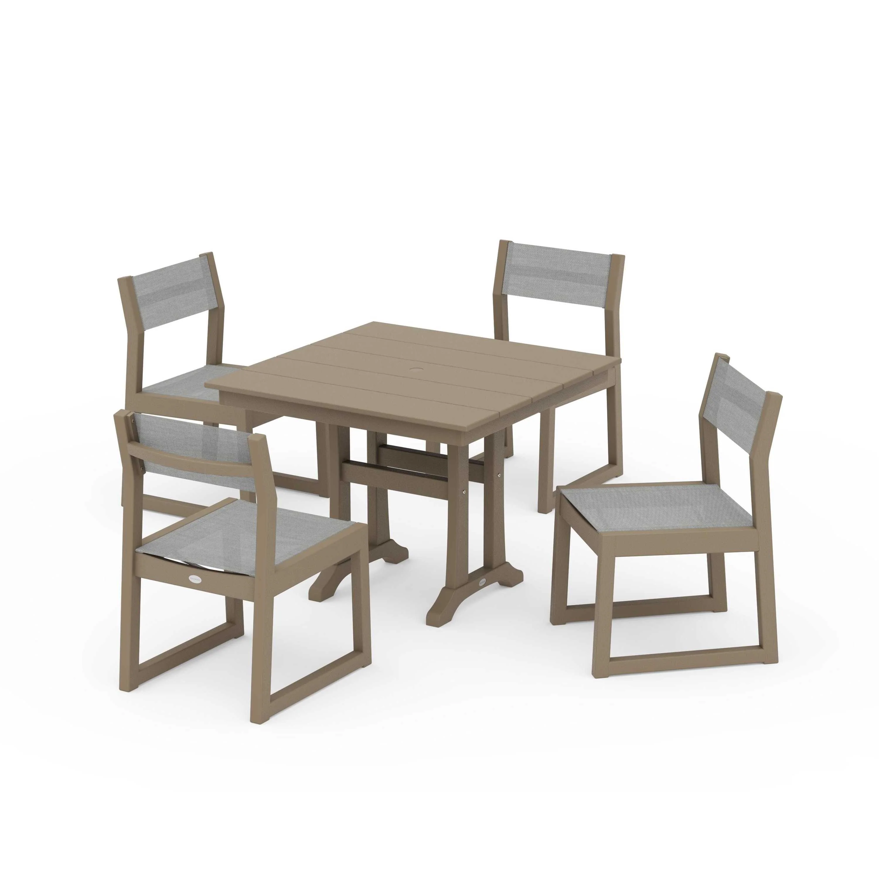 EDGE Sling 5-Piece Farmhouse Trestle Side Chair Dining Set - Image 107