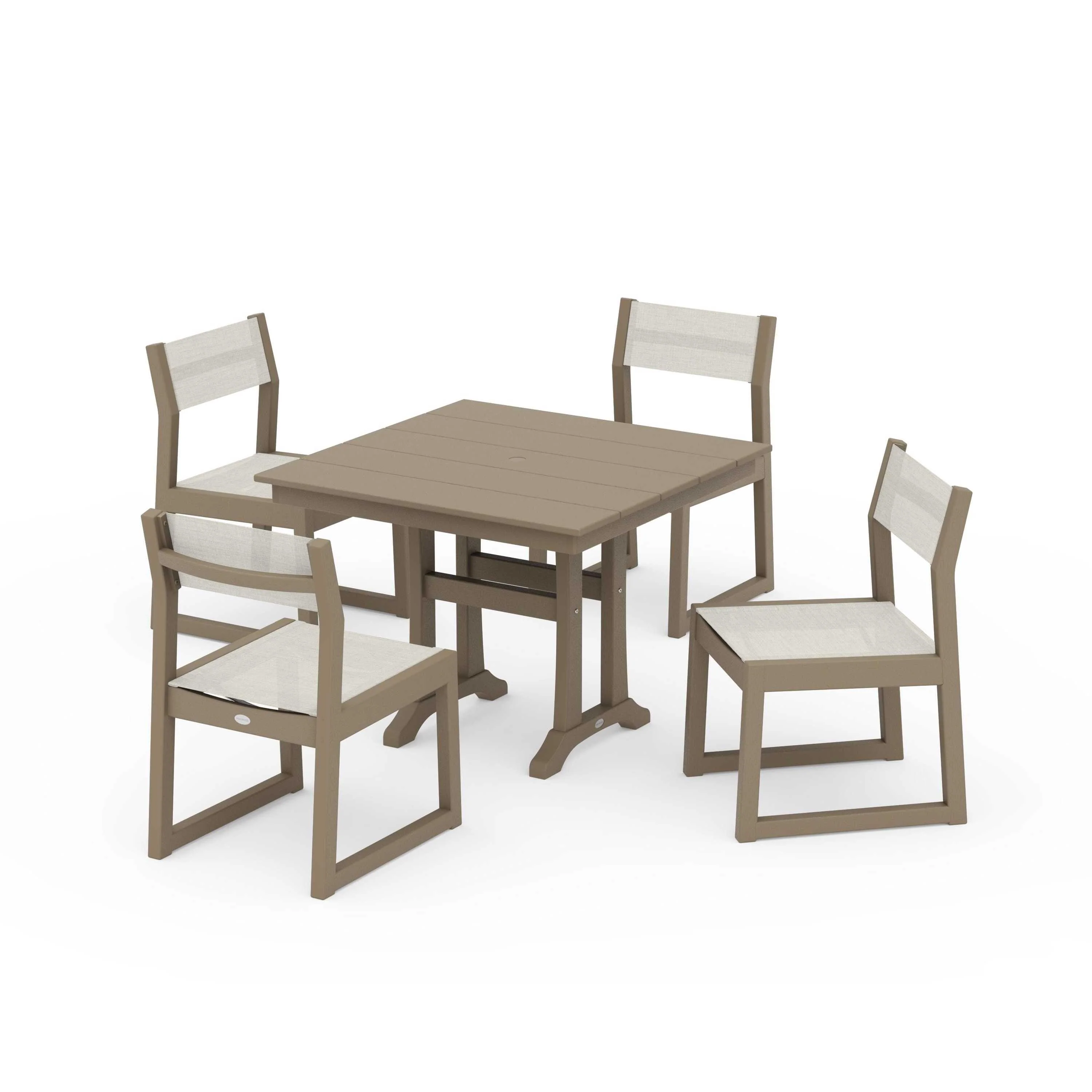 EDGE Sling 5-Piece Farmhouse Trestle Side Chair Dining Set - Image 108