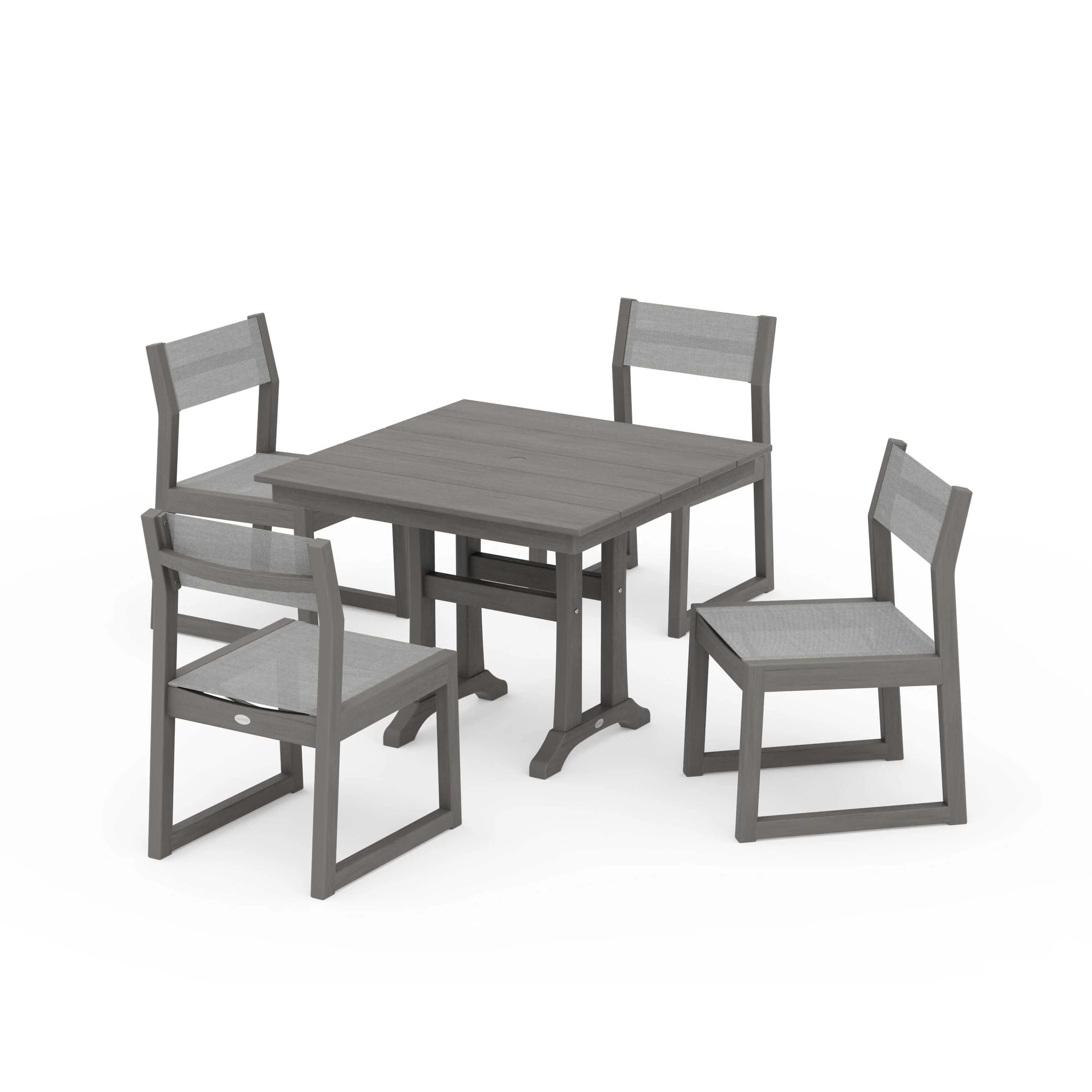 EDGE Sling 5-Piece Farmhouse Trestle Side Chair Dining Set - Image 113