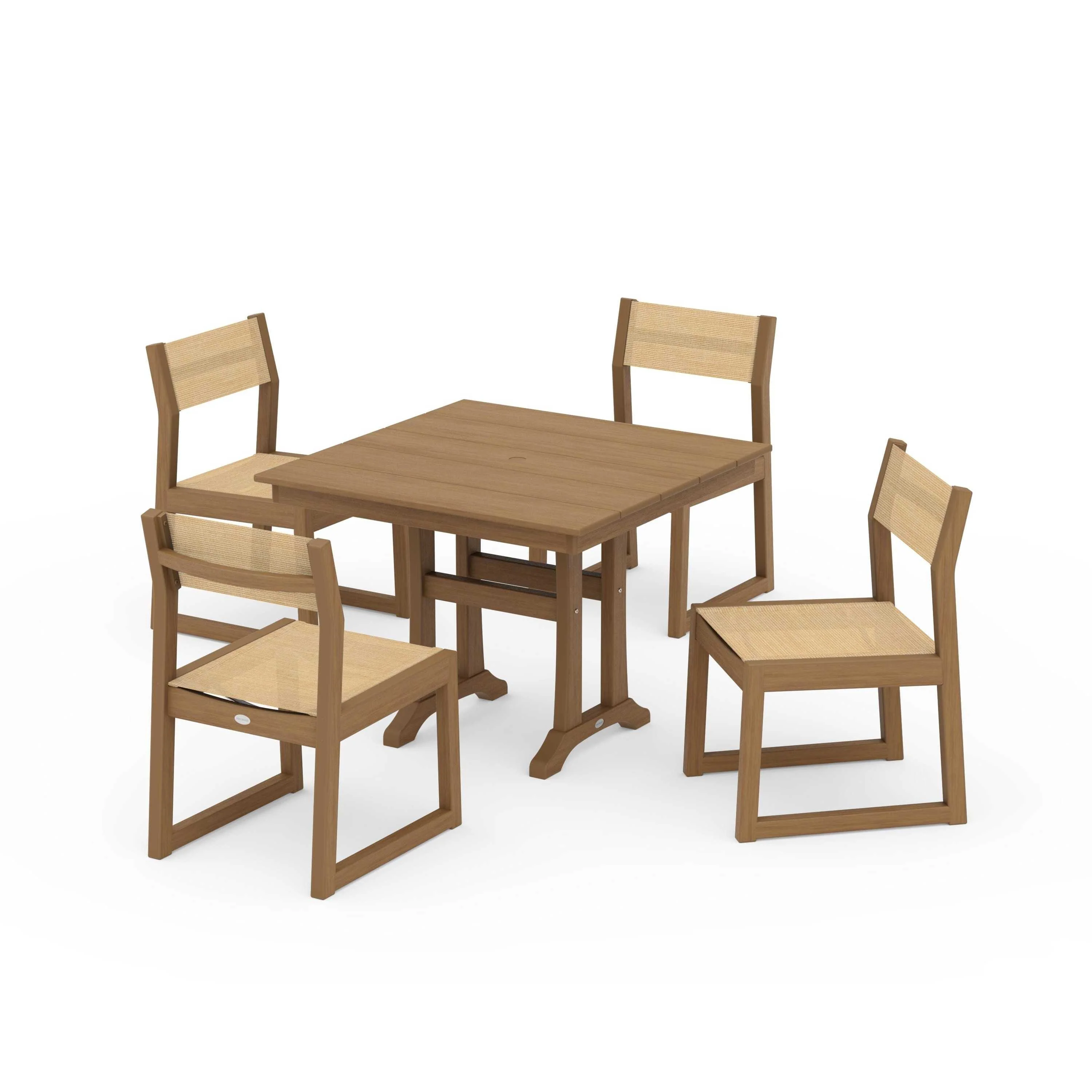 EDGE Sling 5-Piece Farmhouse Trestle Side Chair Dining Set - Image 115