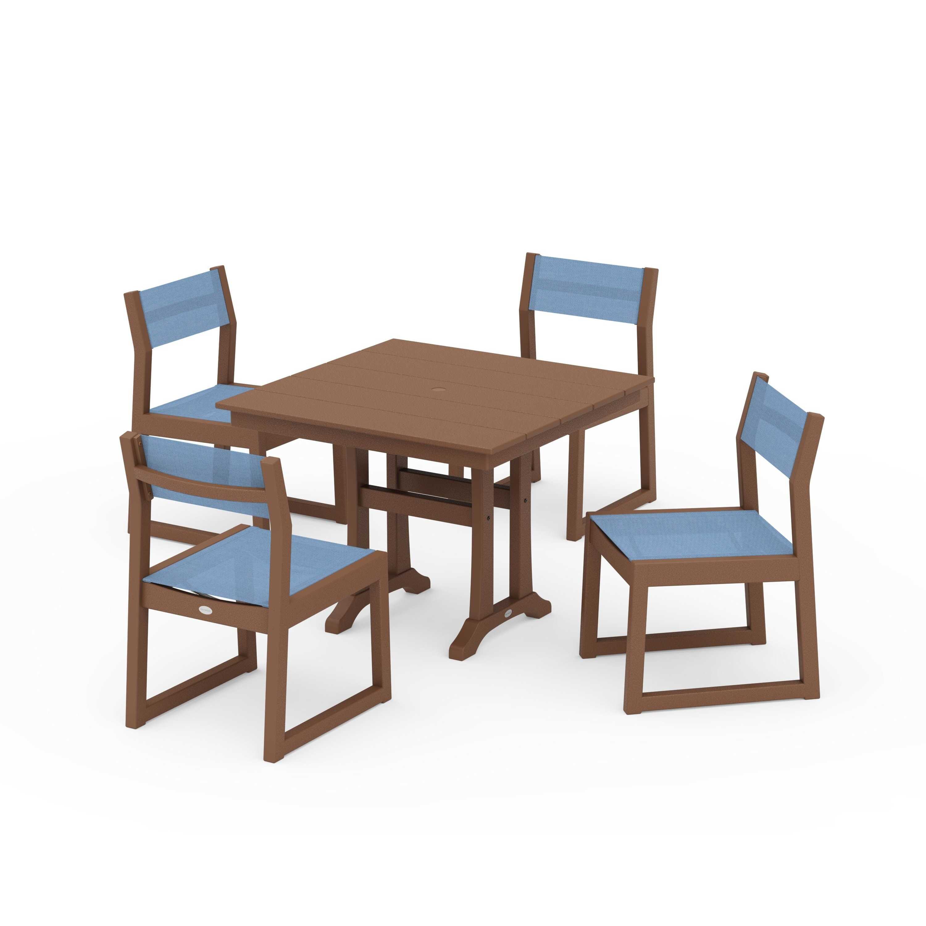 EDGE Sling 5-Piece Farmhouse Trestle Side Chair Dining Set - Image 116