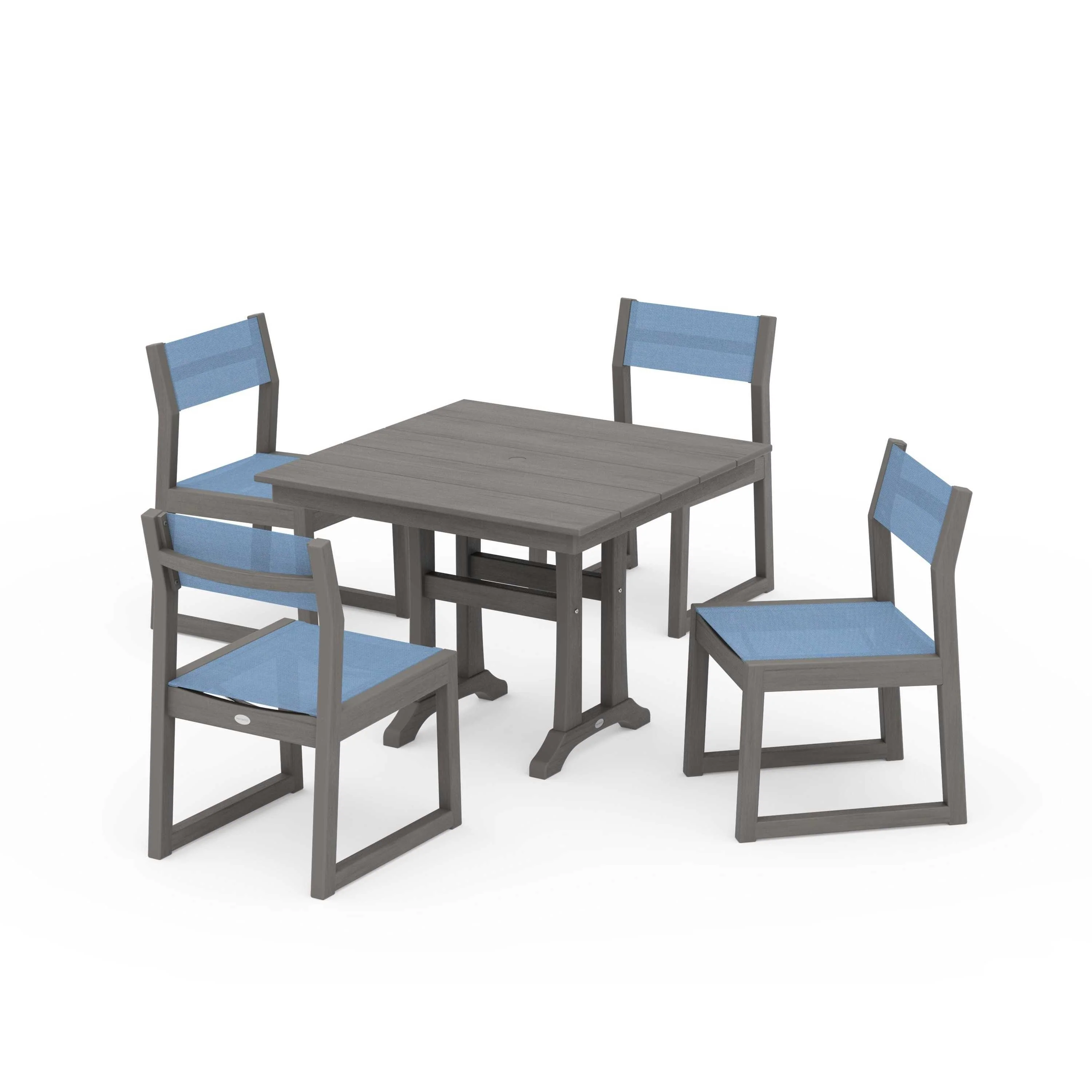 EDGE Sling 5-Piece Farmhouse Trestle Side Chair Dining Set - Image 118