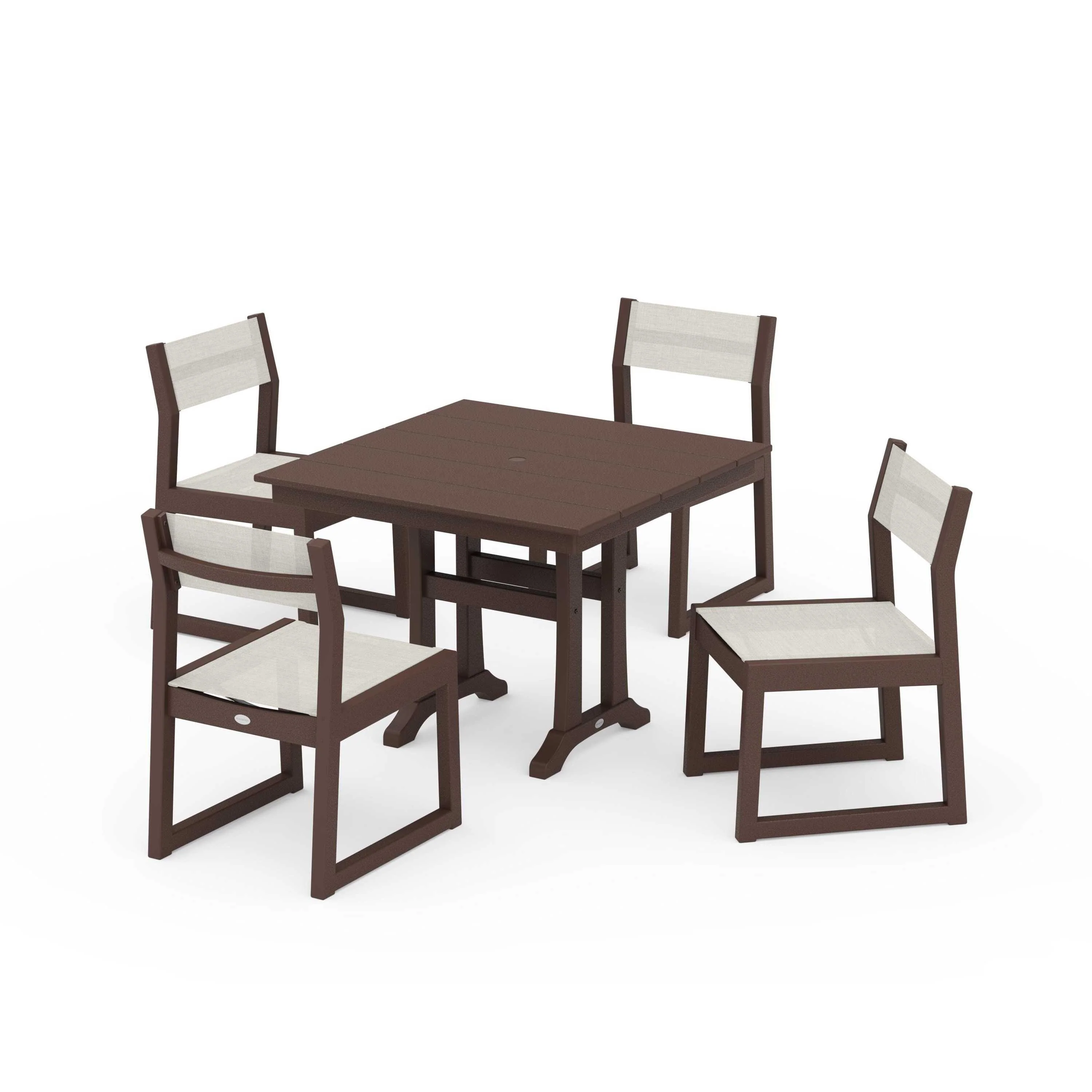 EDGE Sling 5-Piece Farmhouse Trestle Side Chair Dining Set - Image 119