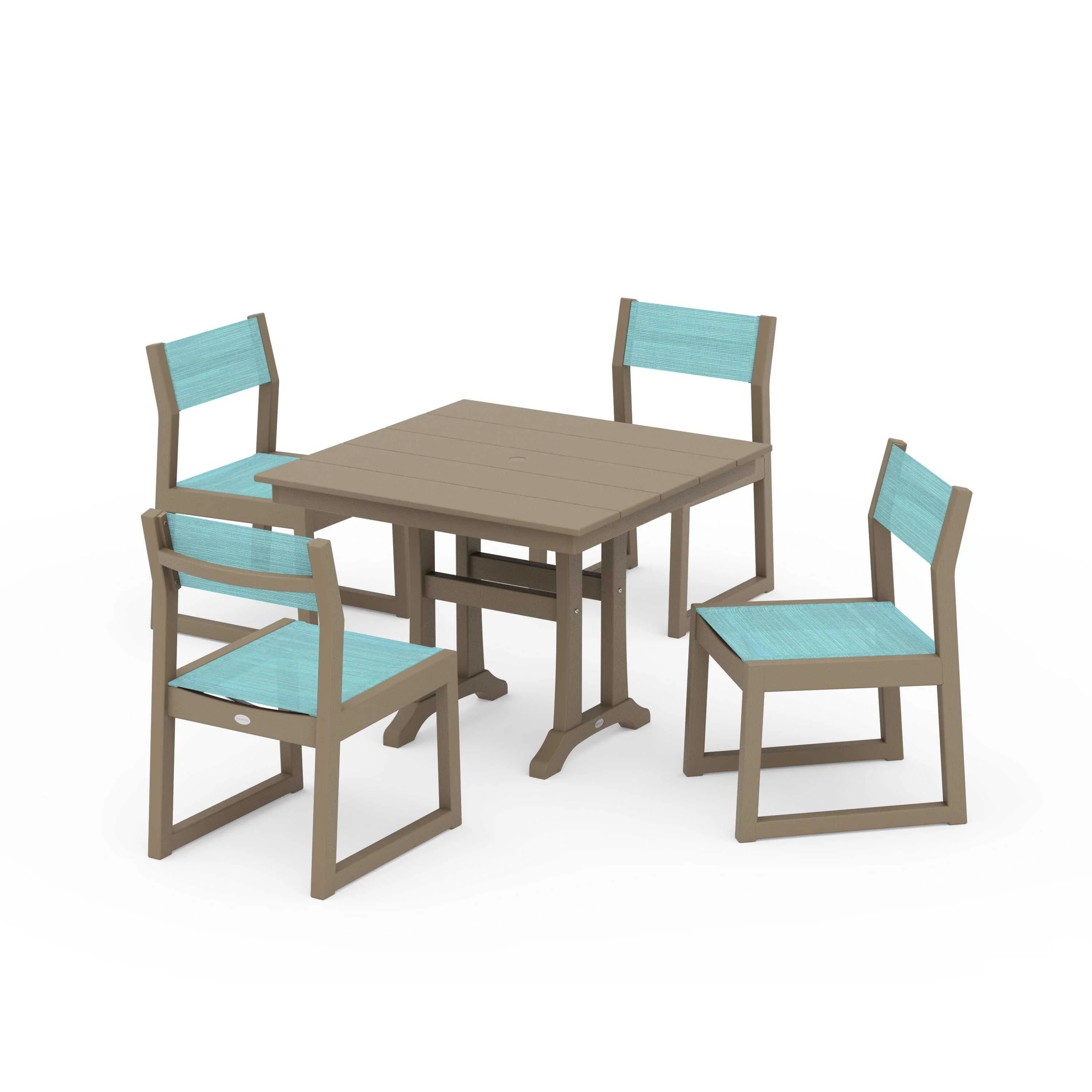 EDGE Sling 5-Piece Farmhouse Trestle Side Chair Dining Set - Image 120