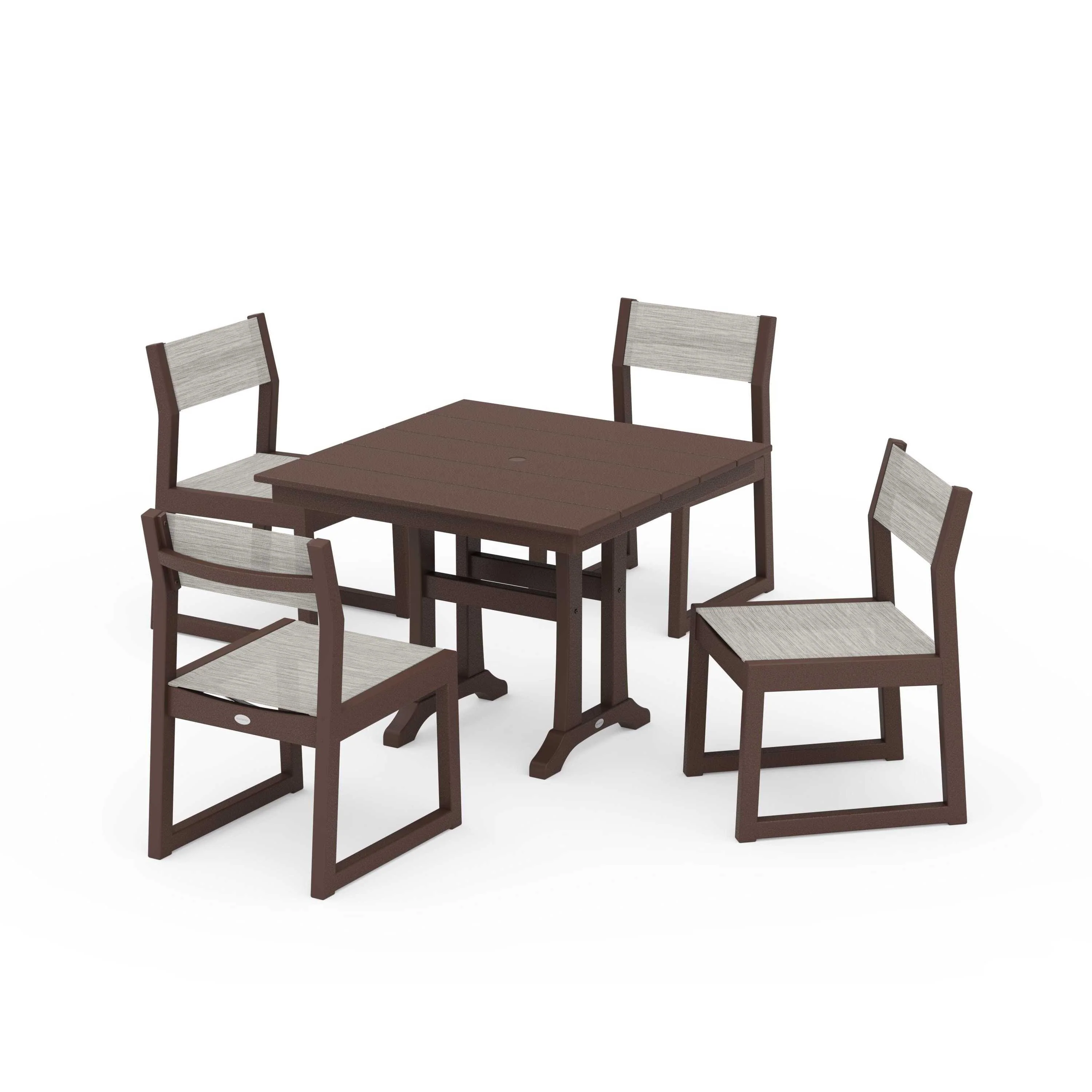 EDGE Sling 5-Piece Farmhouse Trestle Side Chair Dining Set - Image 121