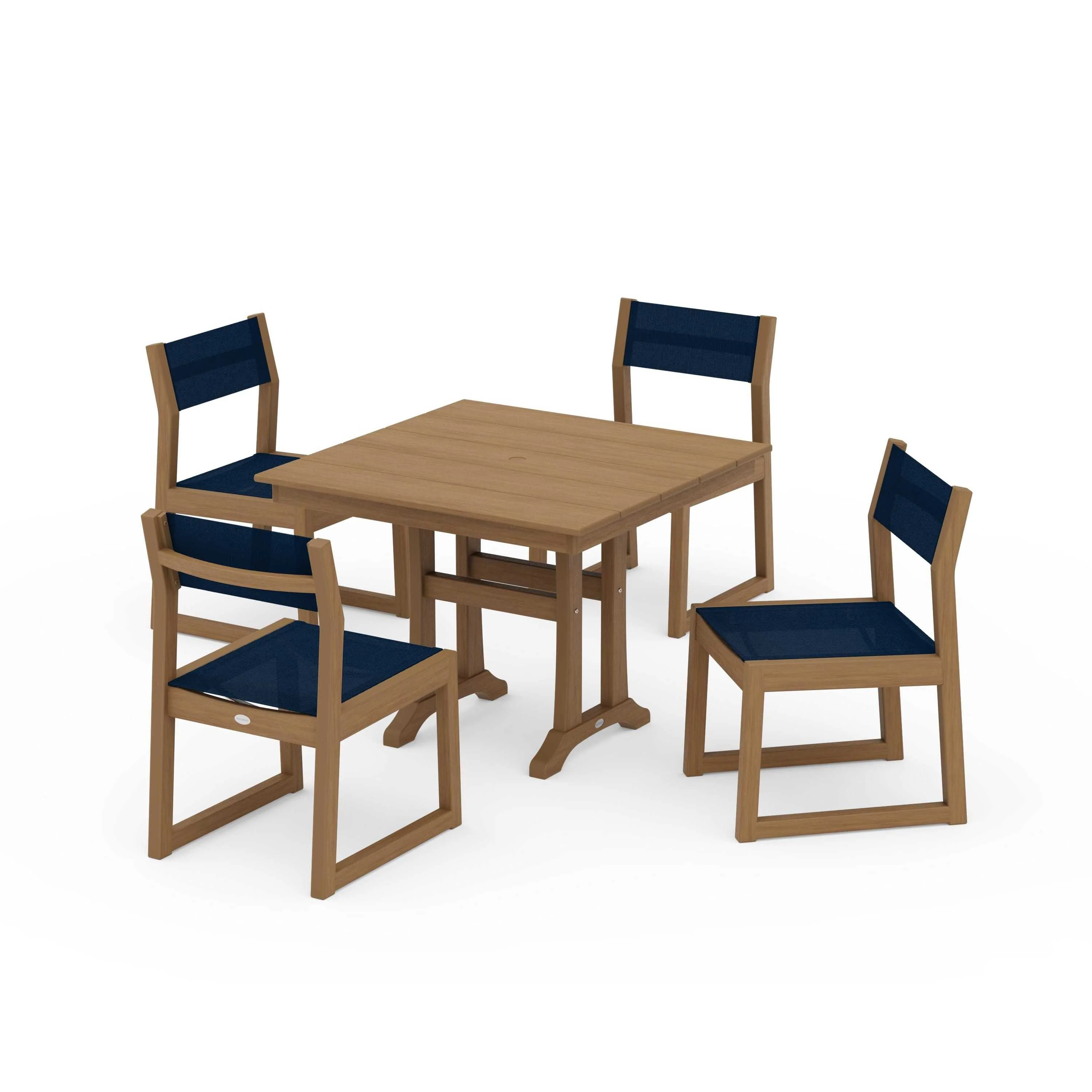 EDGE Sling 5-Piece Farmhouse Trestle Side Chair Dining Set - Image 122