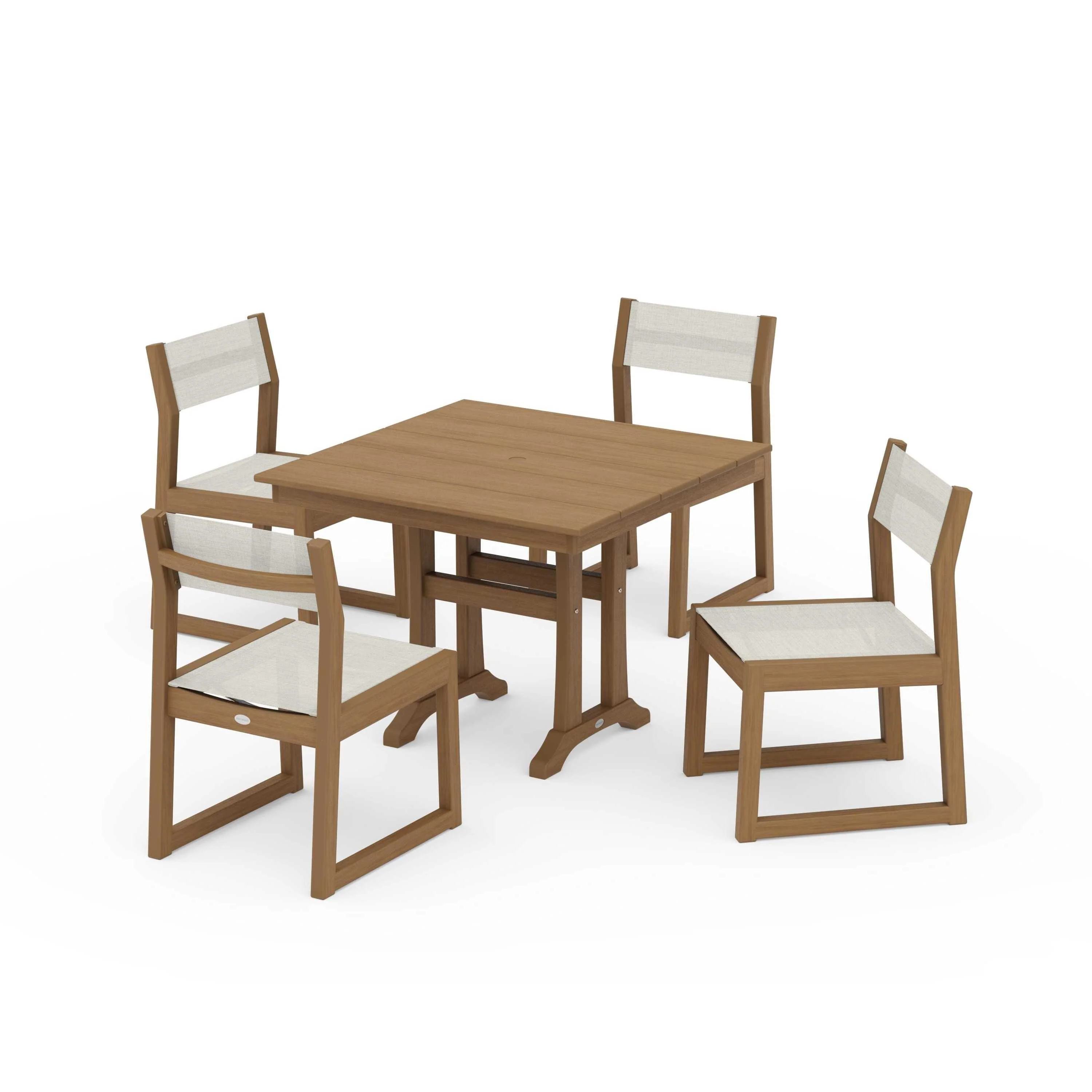 EDGE Sling 5-Piece Farmhouse Trestle Side Chair Dining Set - Image 129