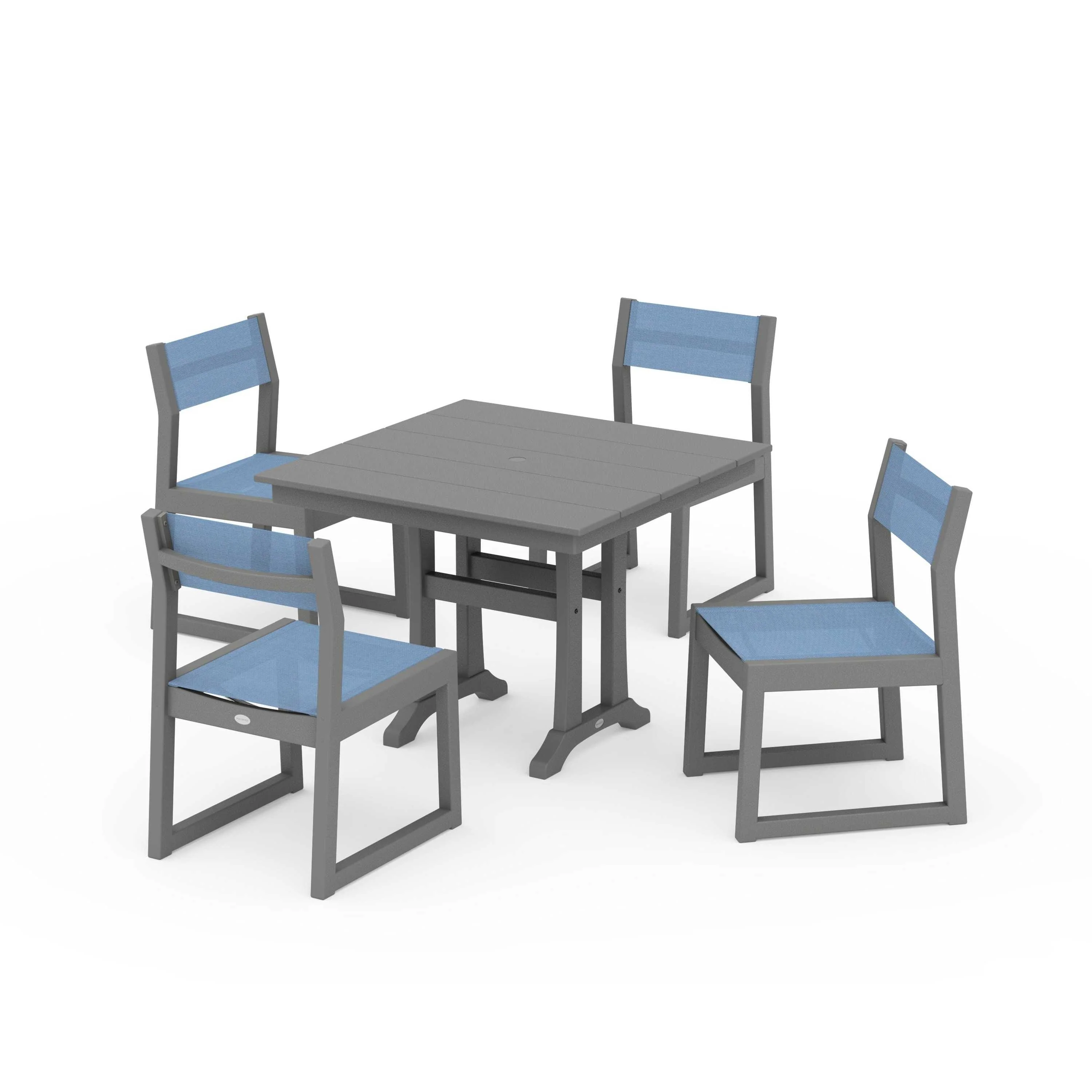 EDGE Sling 5-Piece Farmhouse Trestle Side Chair Dining Set - Image 132
