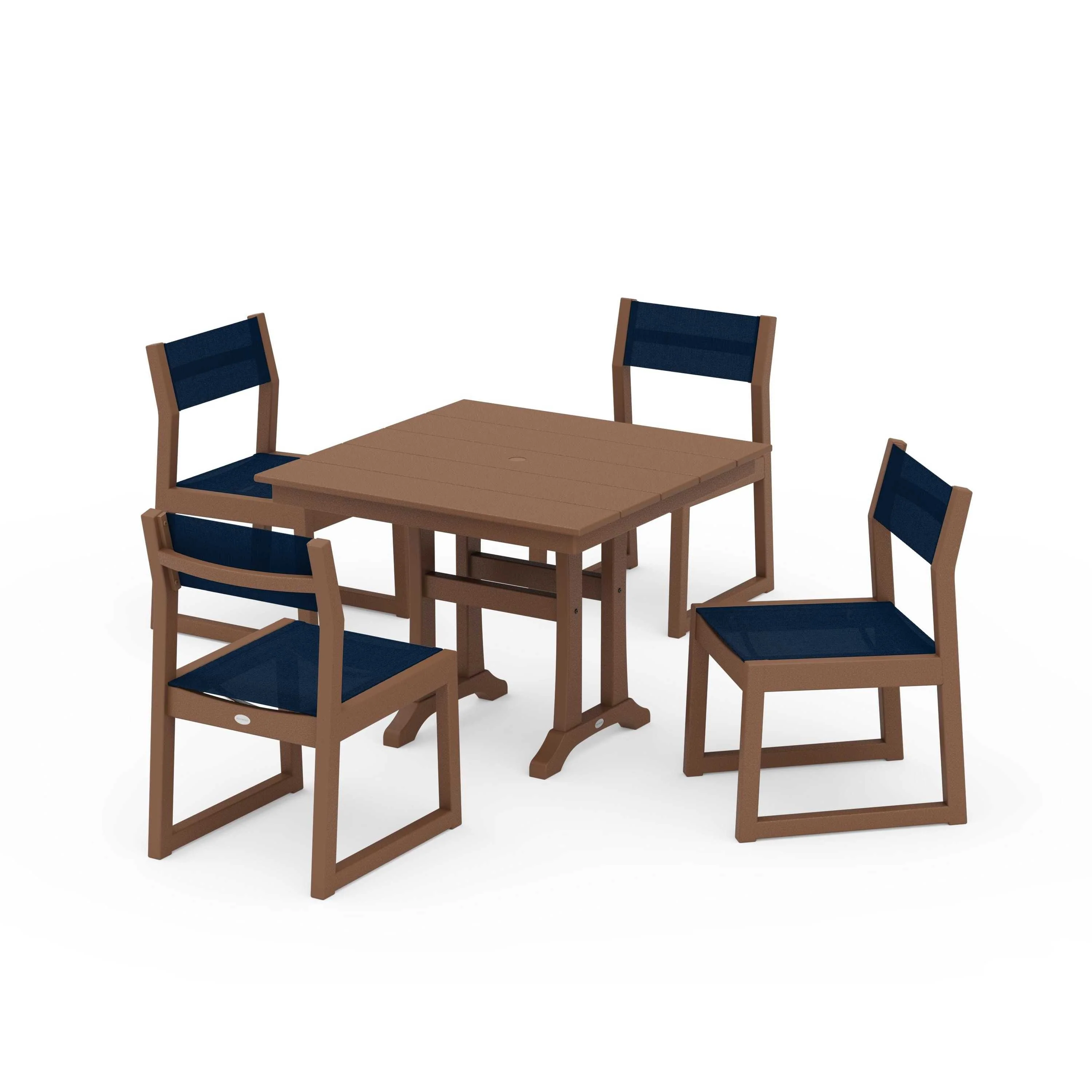 EDGE Sling 5-Piece Farmhouse Trestle Side Chair Dining Set - Image 133