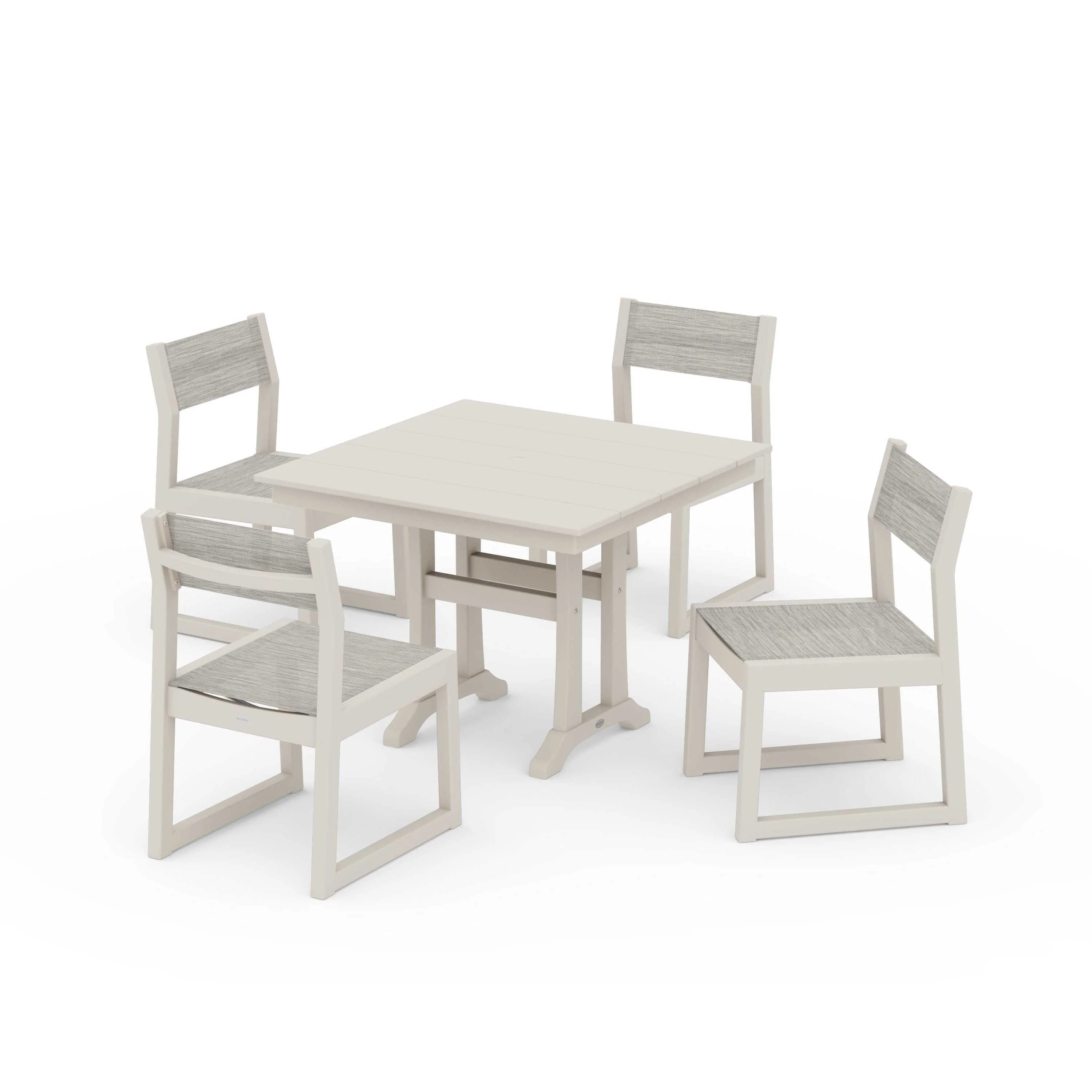 EDGE Sling 5-Piece Farmhouse Trestle Side Chair Dining Set - Image 134