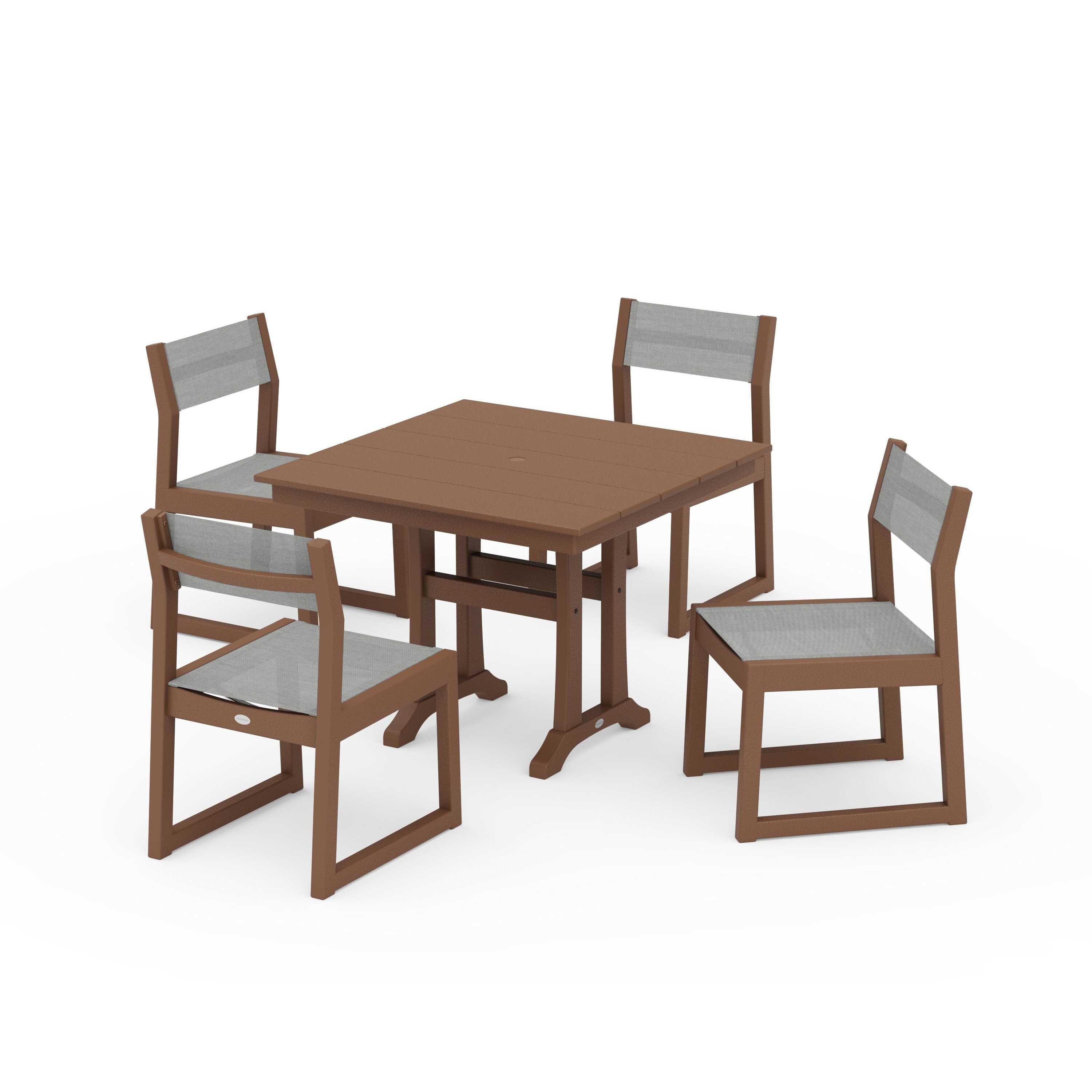 EDGE Sling 5-Piece Farmhouse Trestle Side Chair Dining Set - Image 135
