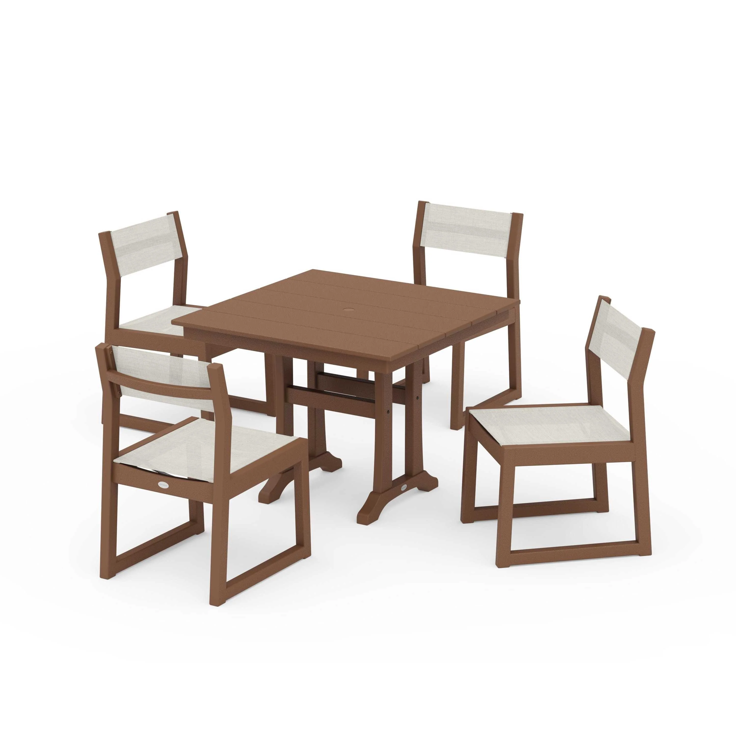 EDGE Sling 5-Piece Farmhouse Trestle Side Chair Dining Set - Image 138