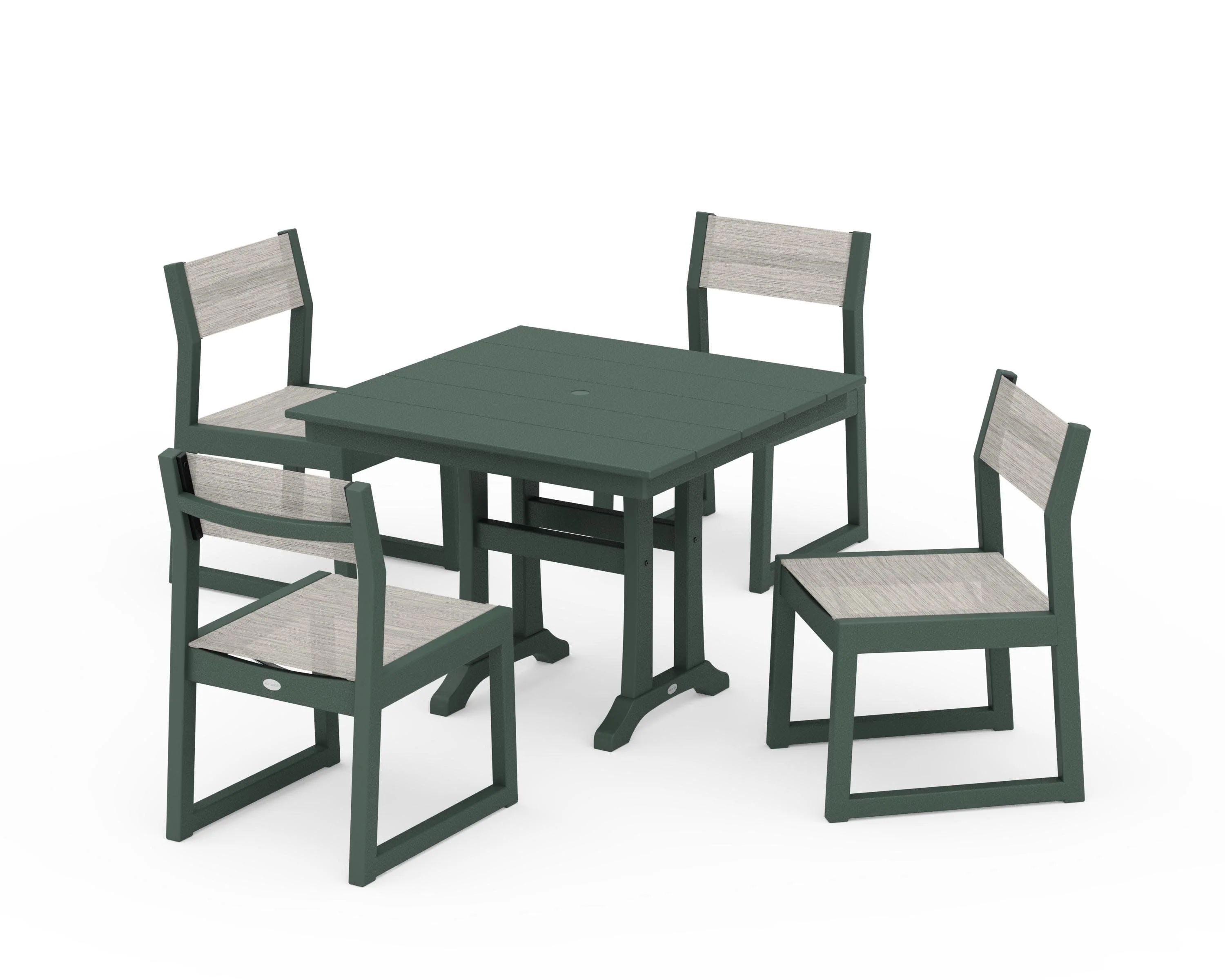 EDGE Sling 5-Piece Farmhouse Trestle Side Chair Dining Set - Image 19
