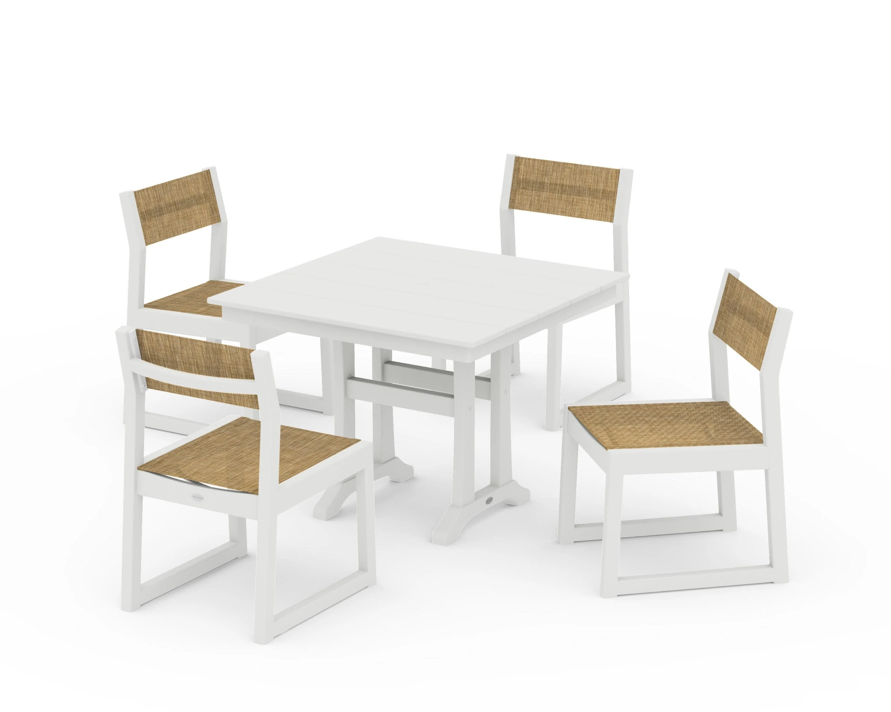 EDGE Sling 5-Piece Farmhouse Trestle Side Chair Dining Set - Image 28