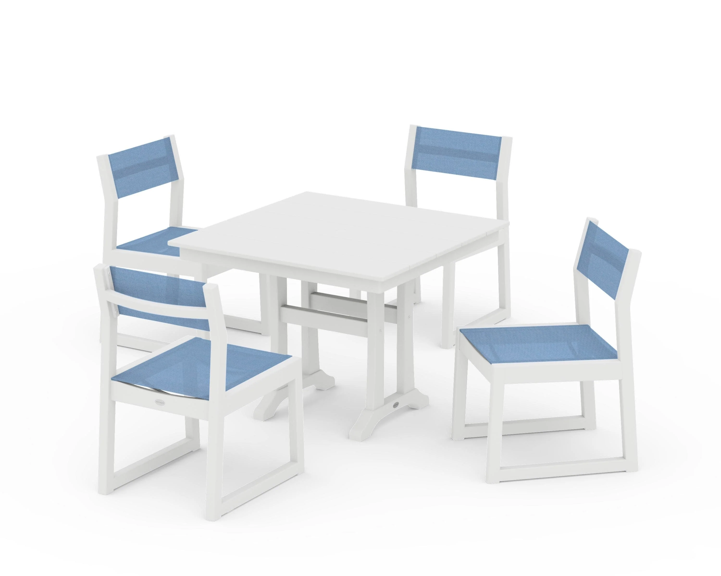 EDGE Sling 5-Piece Farmhouse Trestle Side Chair Dining Set - Image 38