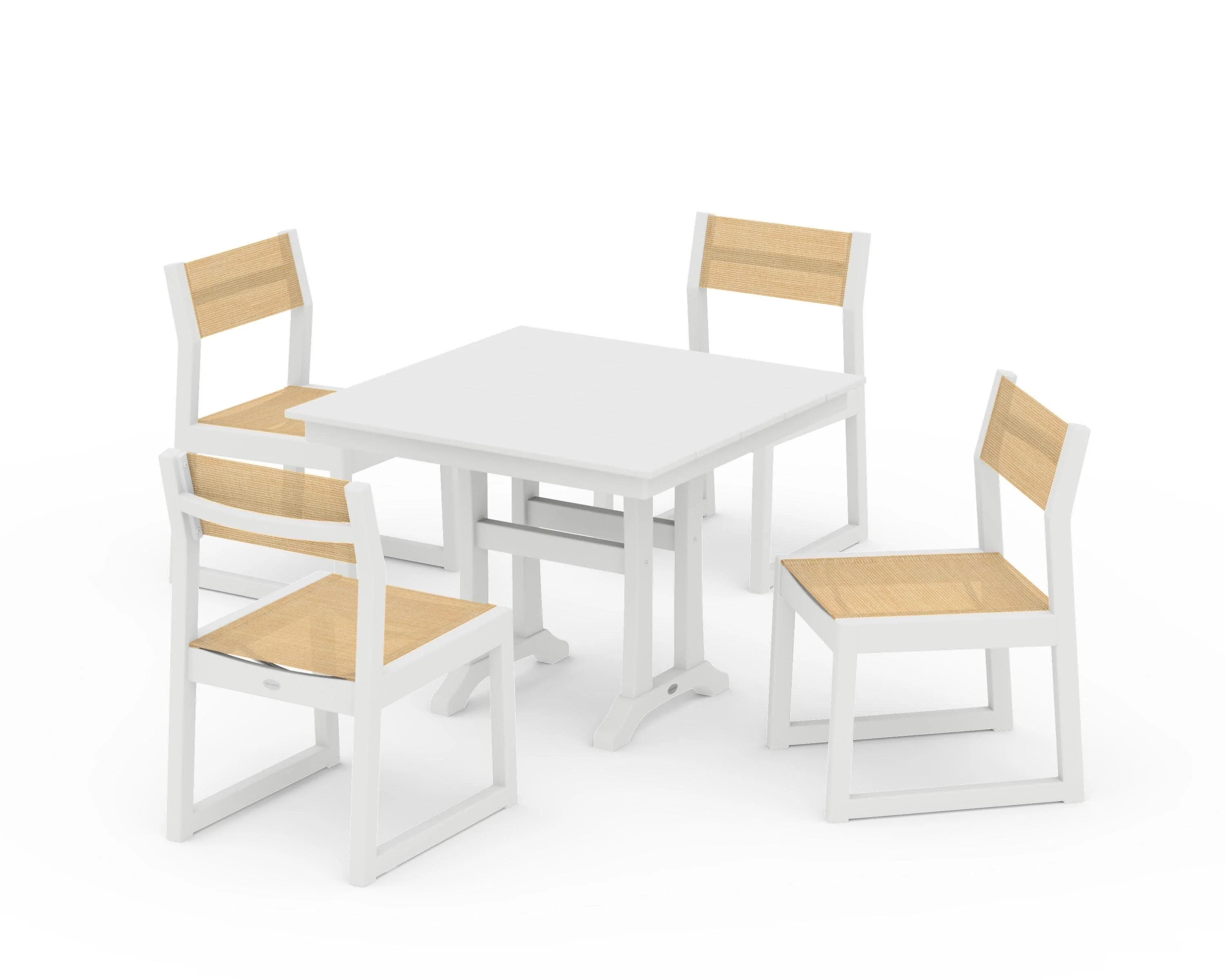 EDGE Sling 5-Piece Farmhouse Trestle Side Chair Dining Set - Image 43