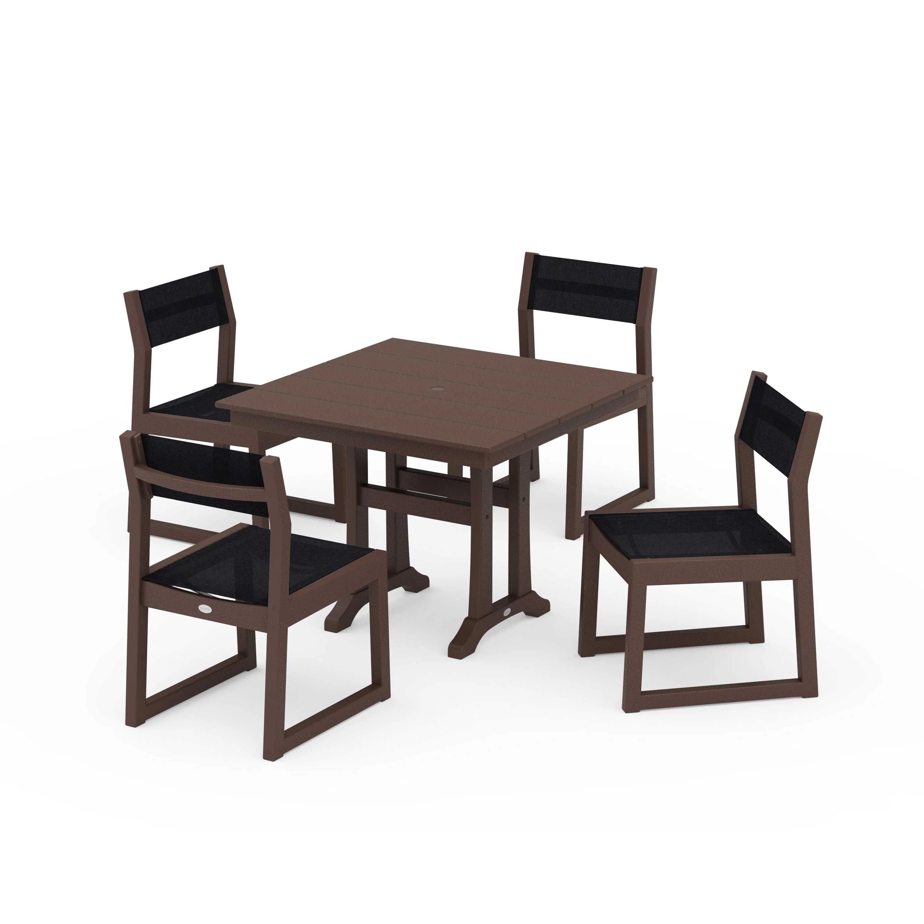 EDGE Sling 5-Piece Farmhouse Trestle Side Chair Dining Set - Image 46