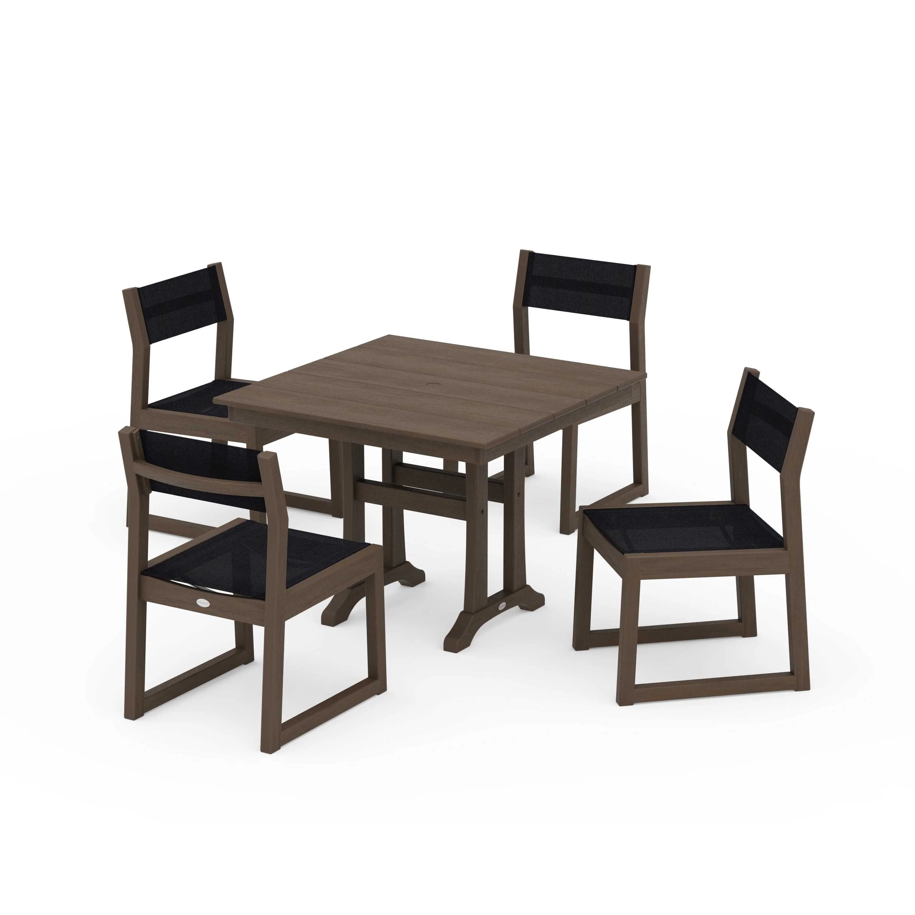EDGE Sling 5-Piece Farmhouse Trestle Side Chair Dining Set - Image 49