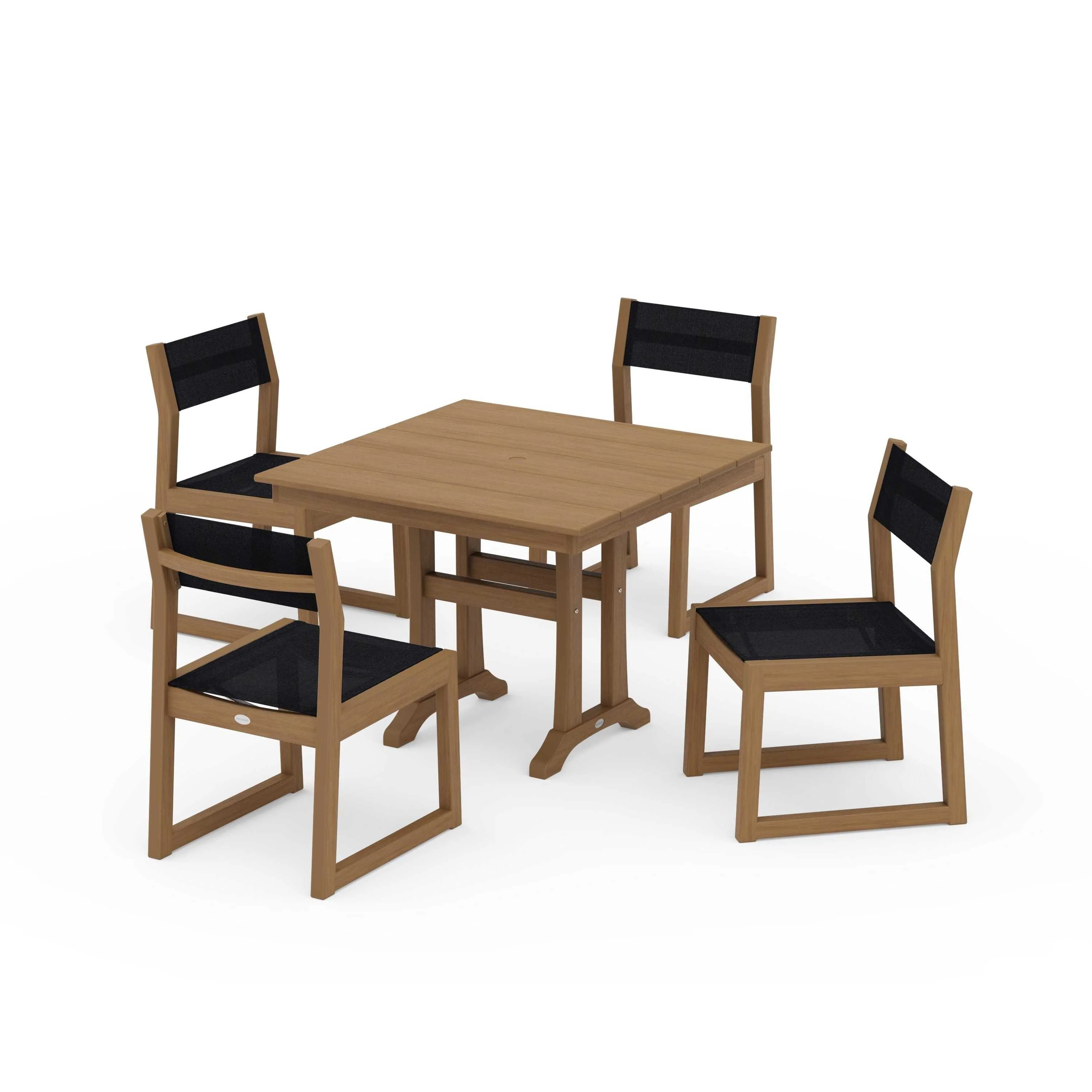 EDGE Sling 5-Piece Farmhouse Trestle Side Chair Dining Set - Image 53