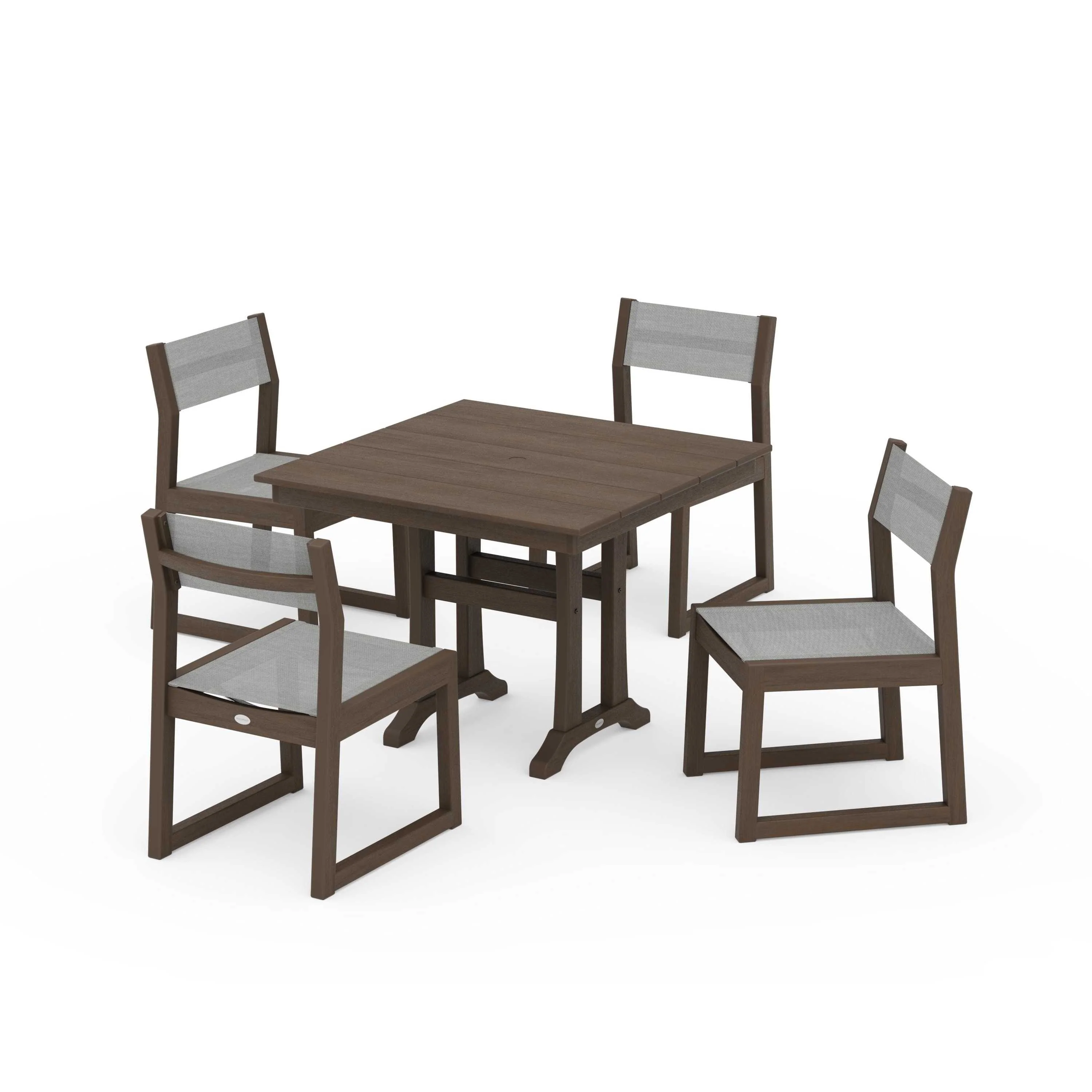 EDGE Sling 5-Piece Farmhouse Trestle Side Chair Dining Set - Image 55