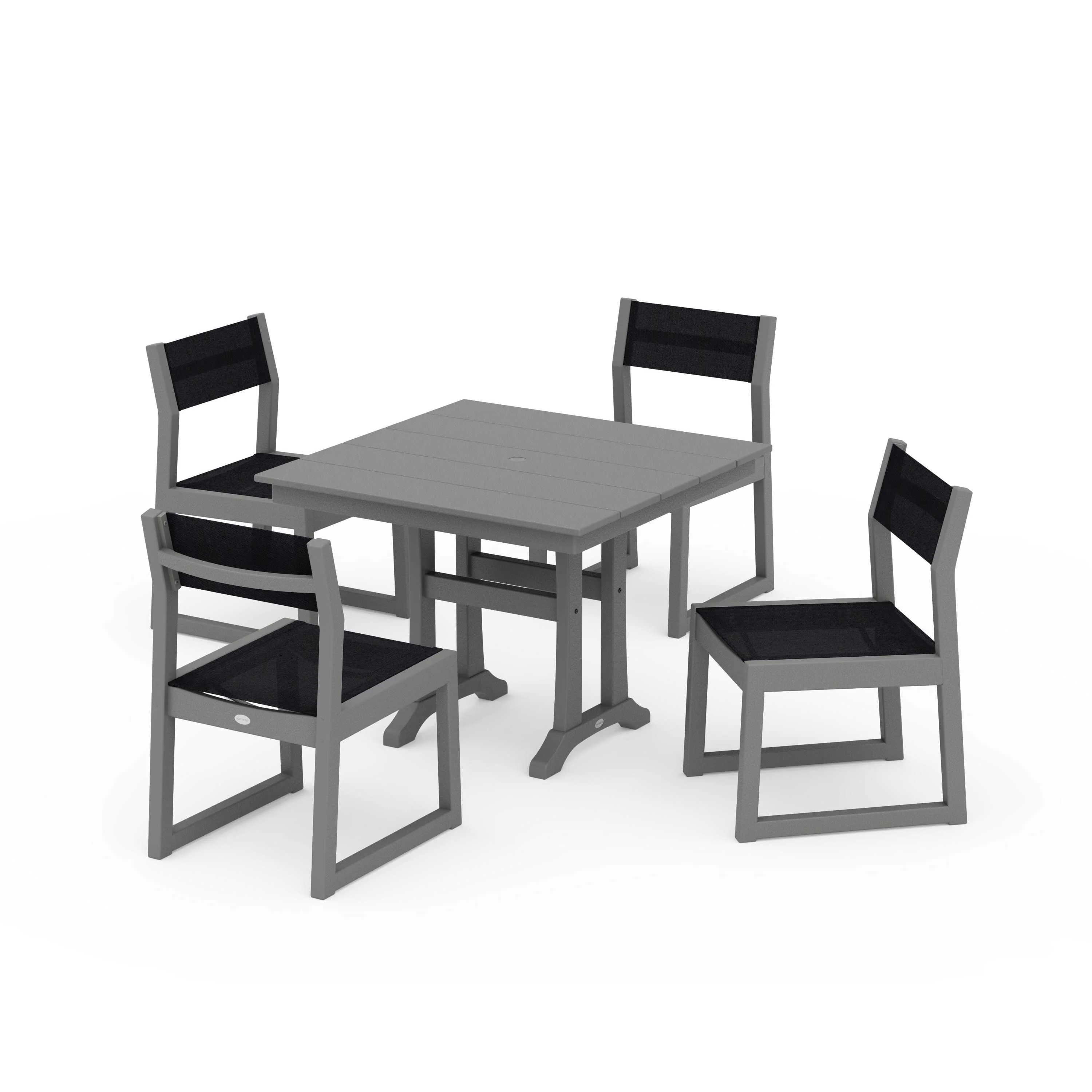 EDGE Sling 5-Piece Farmhouse Trestle Side Chair Dining Set - Image 60