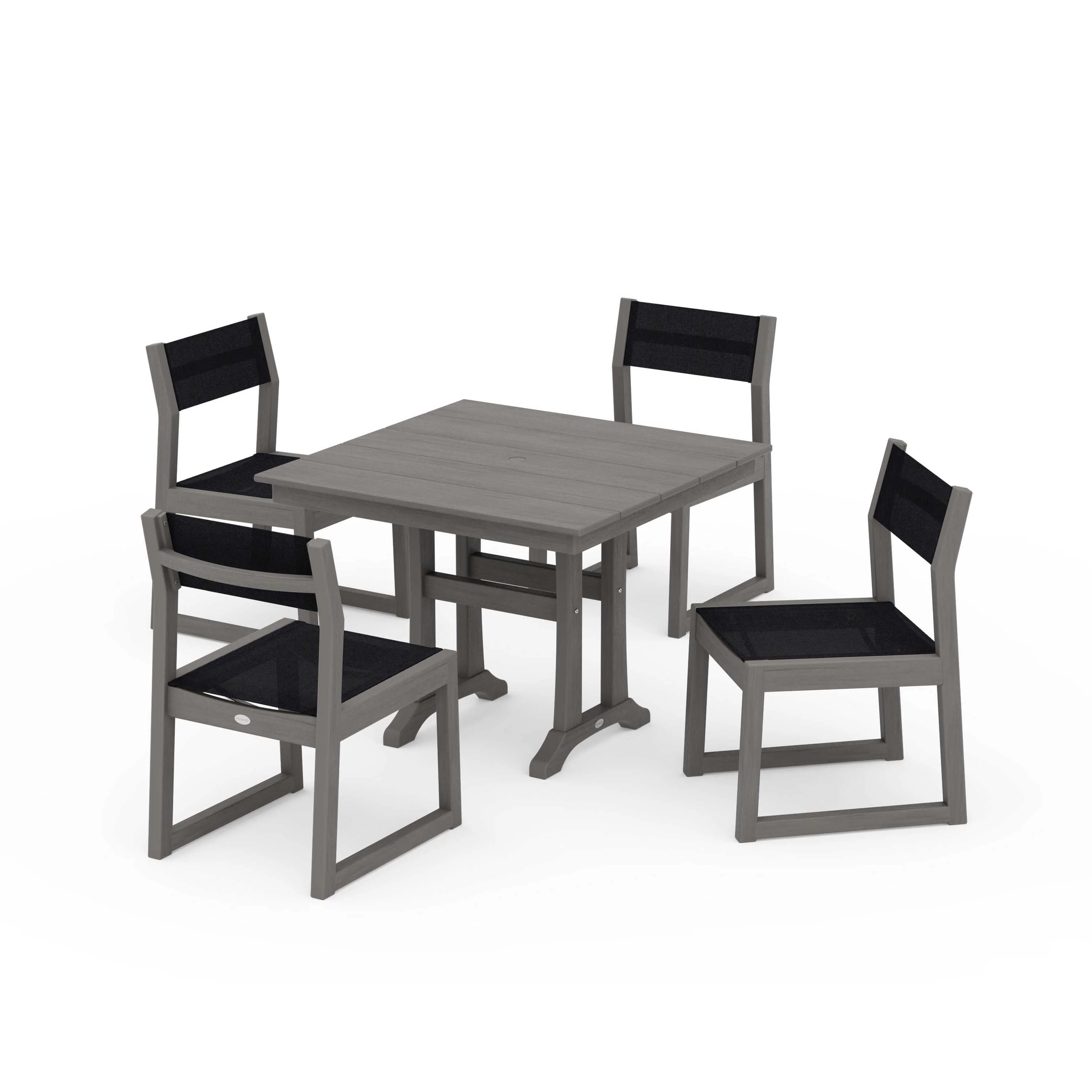 EDGE Sling 5-Piece Farmhouse Trestle Side Chair Dining Set - Image 62